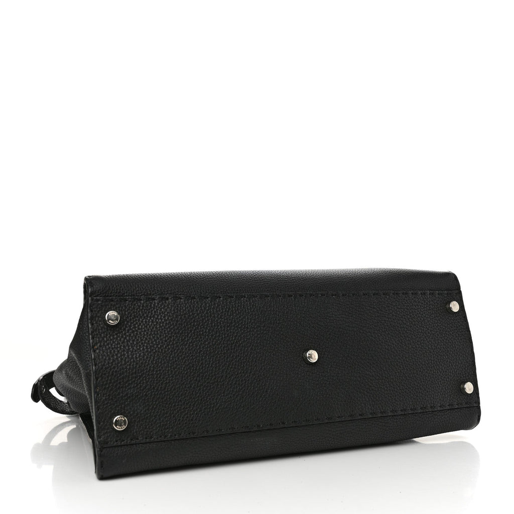 Cuoio Romano Selleria Bi-Color Large Peekaboo Iconic Satchel Black Mou