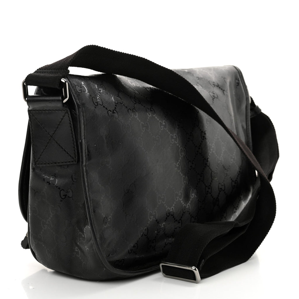 Imprime Monogram Medium Double Buckle Flap Messenger Bag Black