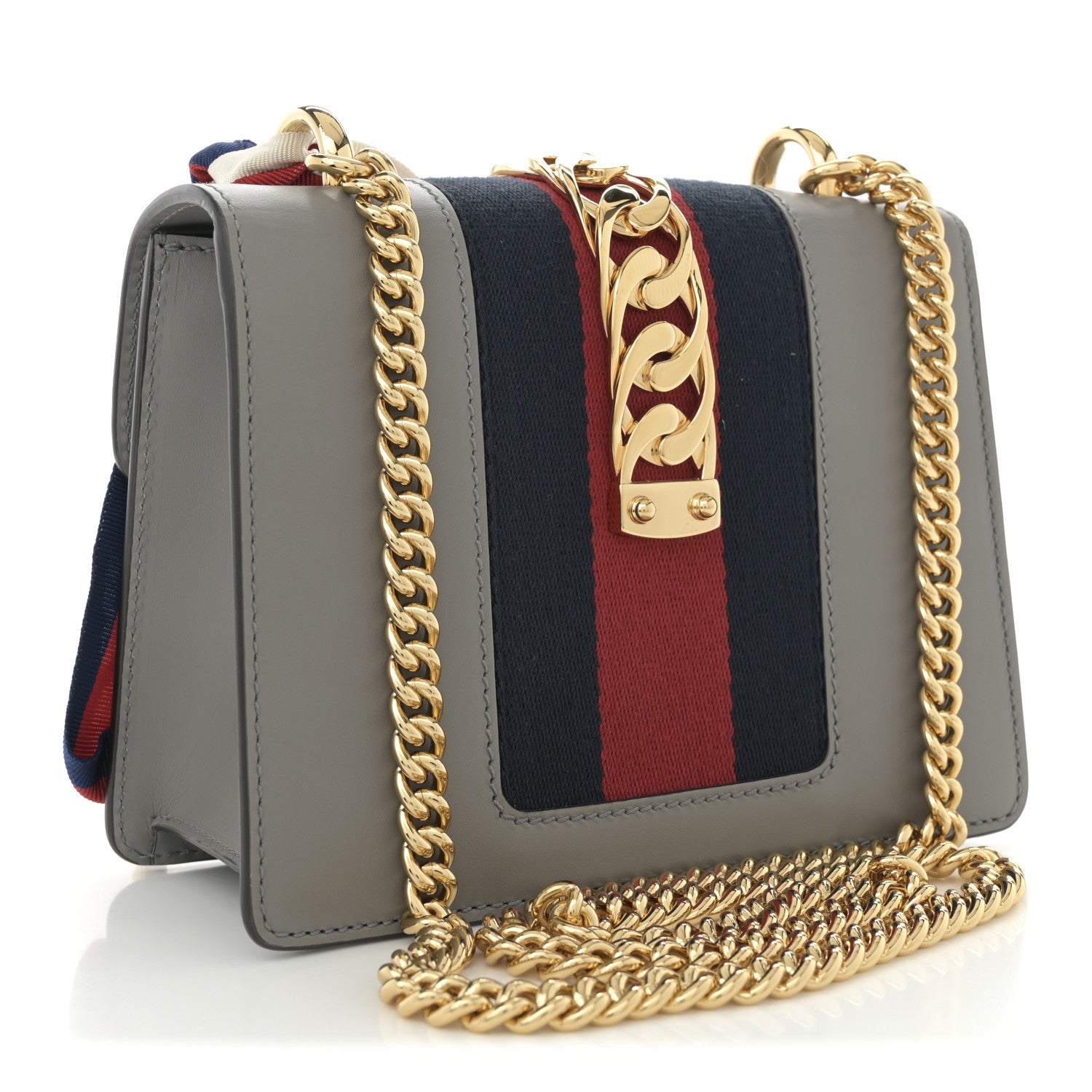 Calfskin Mini Sylvie Chain Shoulder Bag Deep Grey