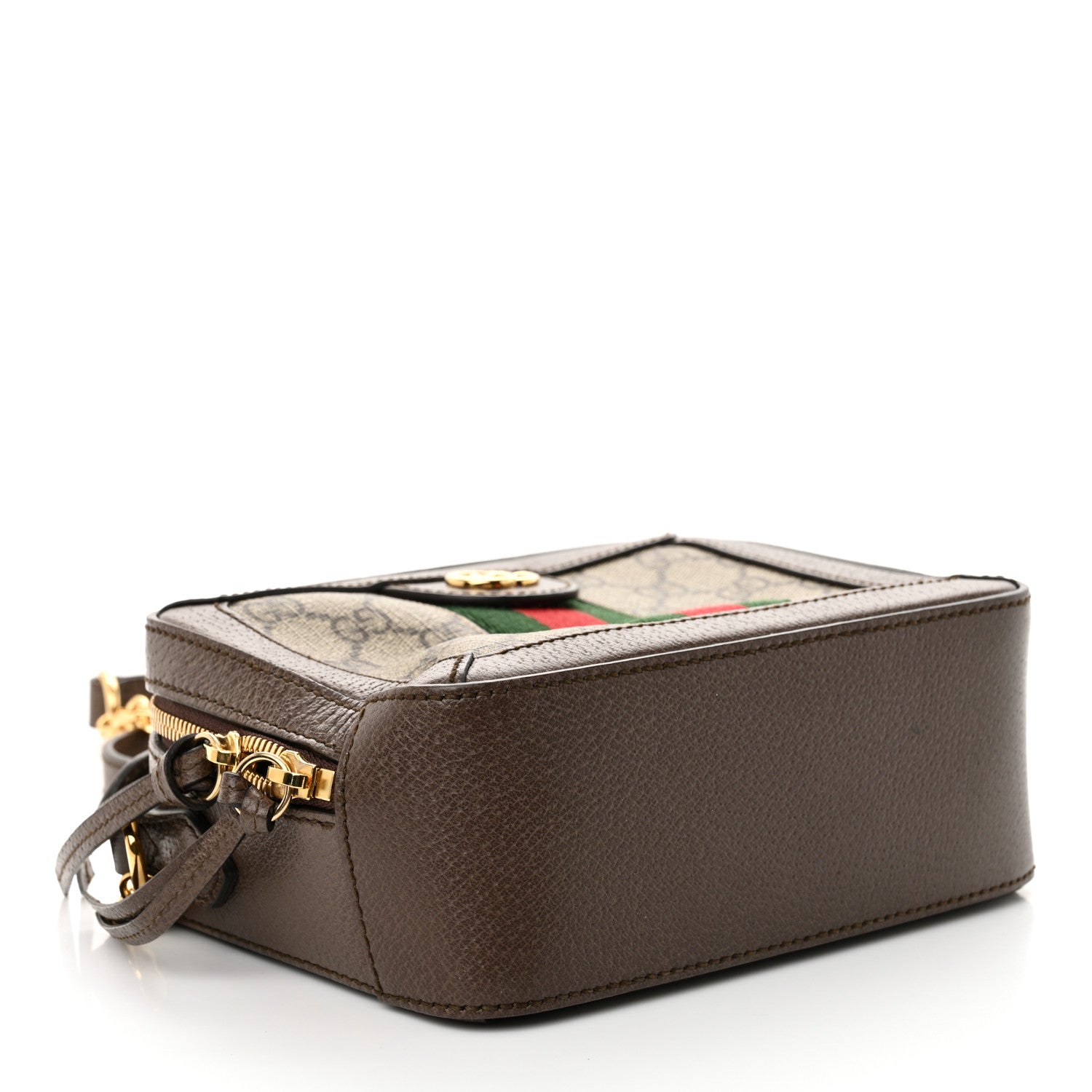 GG Supreme Monogram Mini Ophidia Top Handle Shoulder Bag Brown