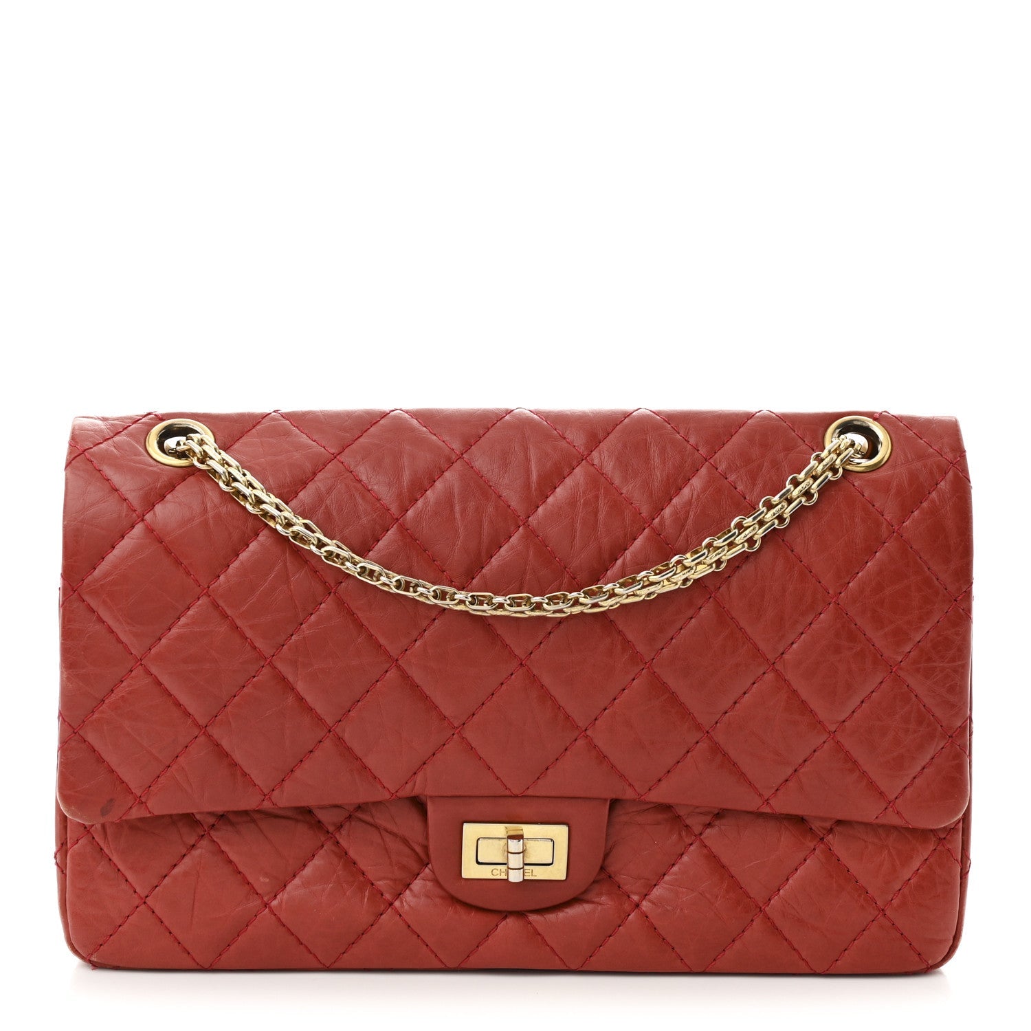 Aged Calfskin Quilted 2.55 Reissue 226 Flap Red