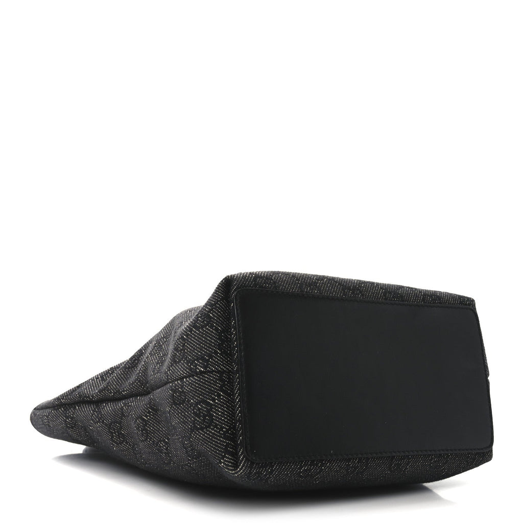 Denim Monogram Small Bucket Tote Black