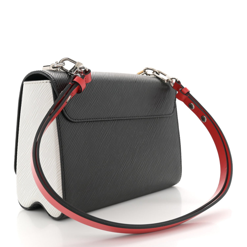 Epi Love Lock Charm Twist Shoulder Bag MM Black White