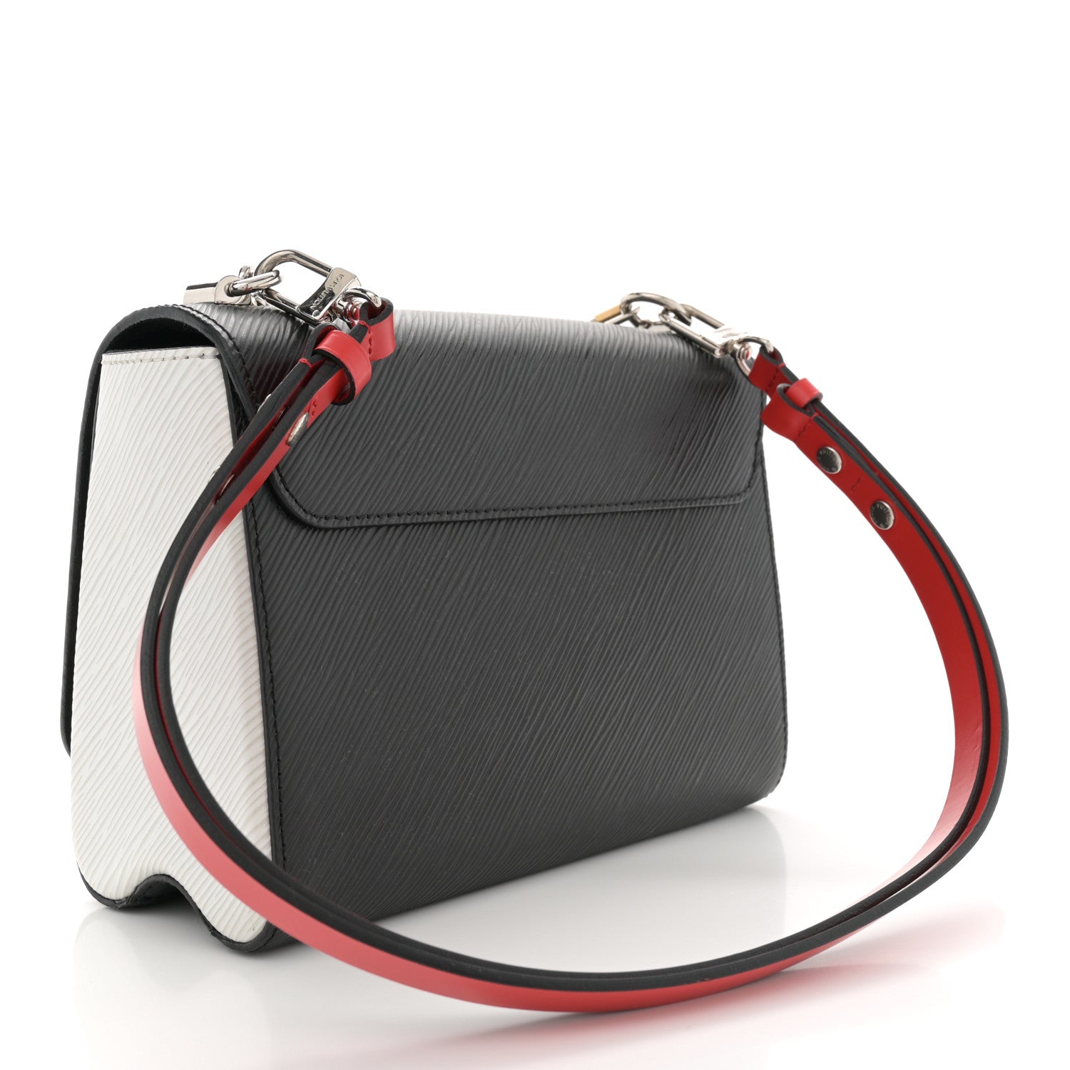 Epi Love Lock Charm Twist Shoulder Bag MM Black White