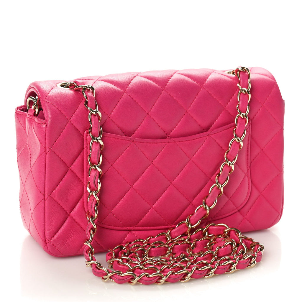 Lambskin Quilted Mini Rectangular Flap Pink