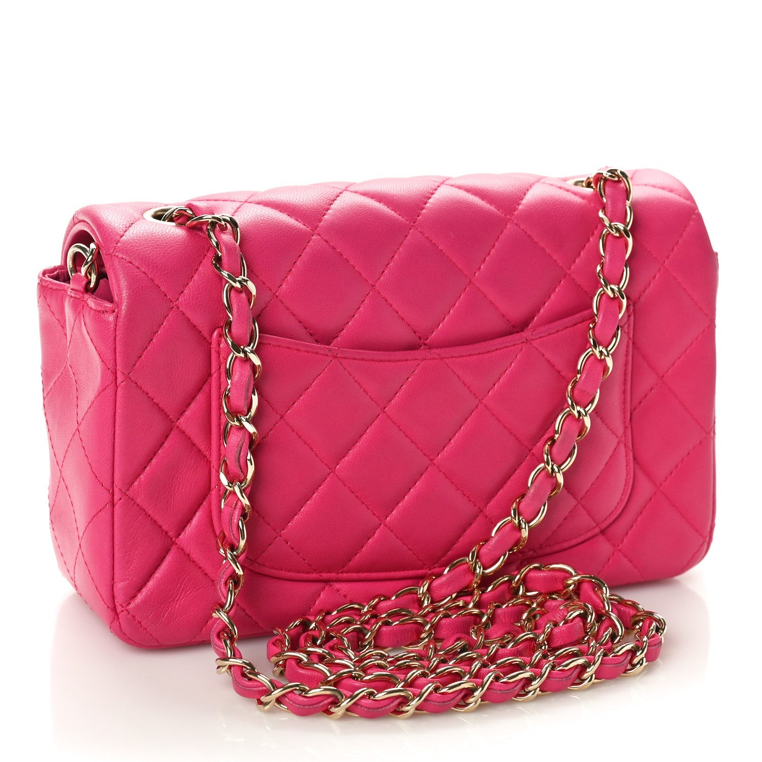 Lambskin Quilted Mini Rectangular Flap Pink