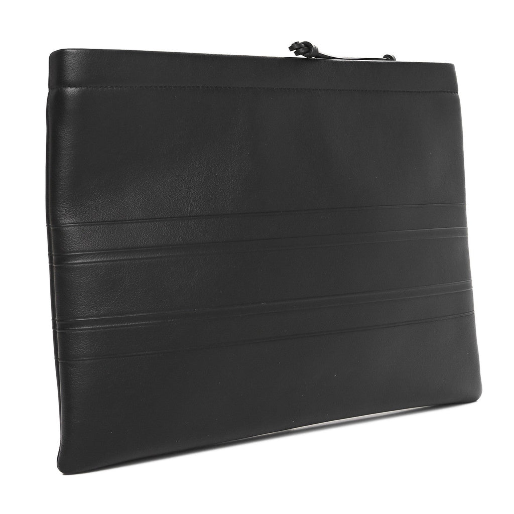 Calfskin Medium Diordouble Zip Pouch Black