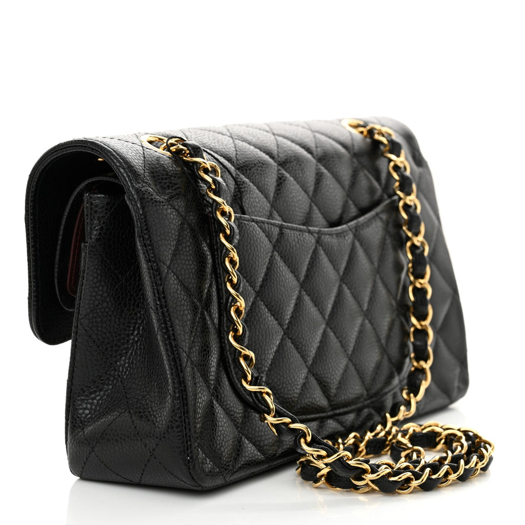 Caviar Quilted Small Double Flap Black