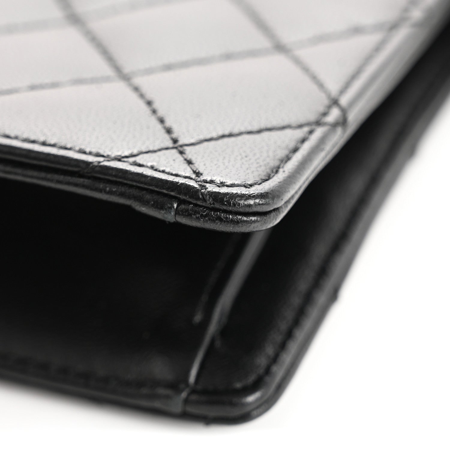 Lambskin Metallic Calfskin Crocodile Embossed Clutch Black Gold