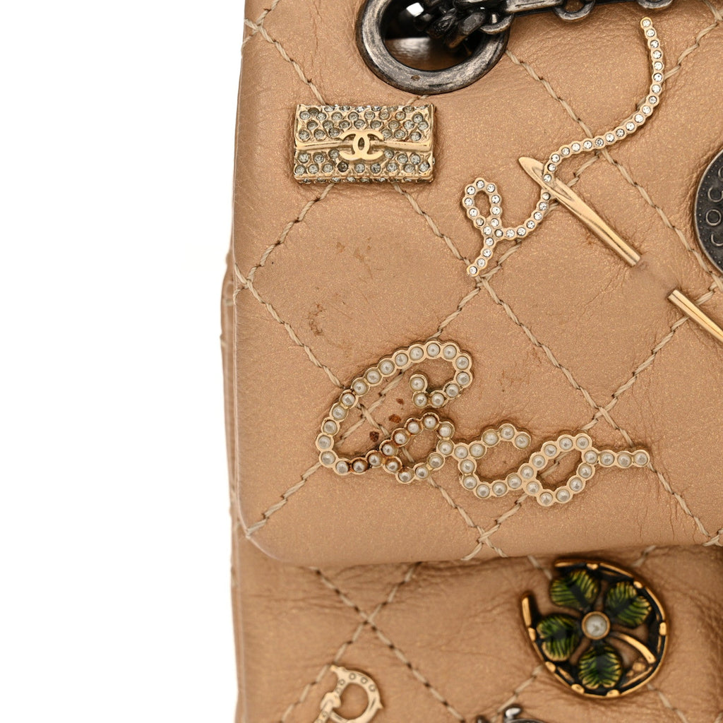 Metallic Calfskin Quilted Lucky Charms 2.55 Reissue 224 Flap Gold