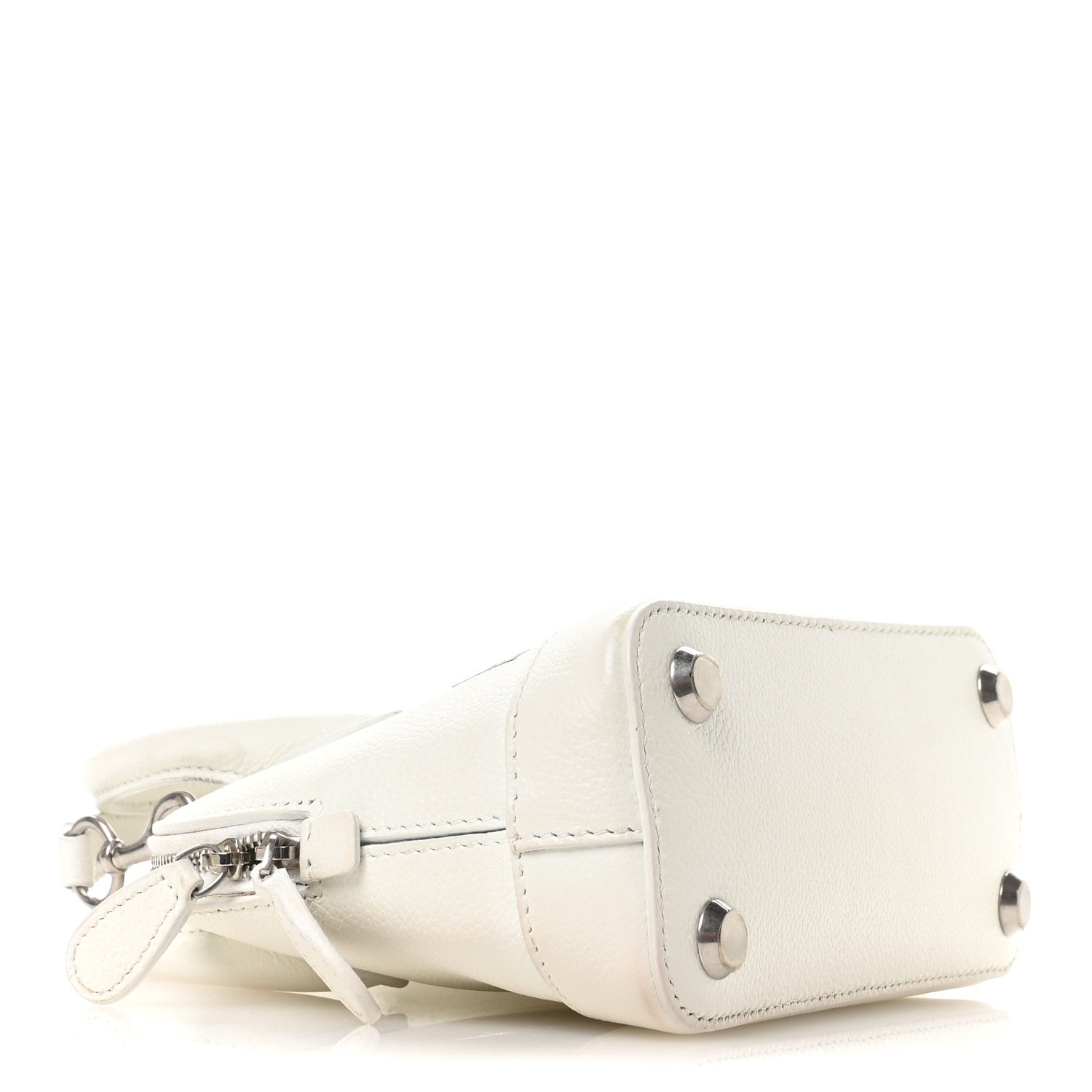 Grained Calfskin XXS Ville Top Handle Bag White Black
