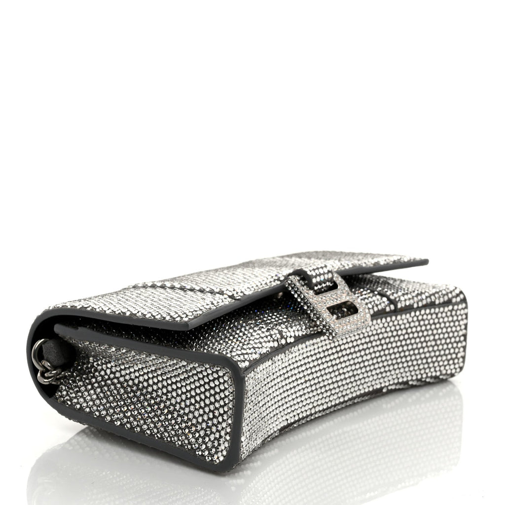 Strass Suede Hourglass Chain Bag Smoke Grey Crystal