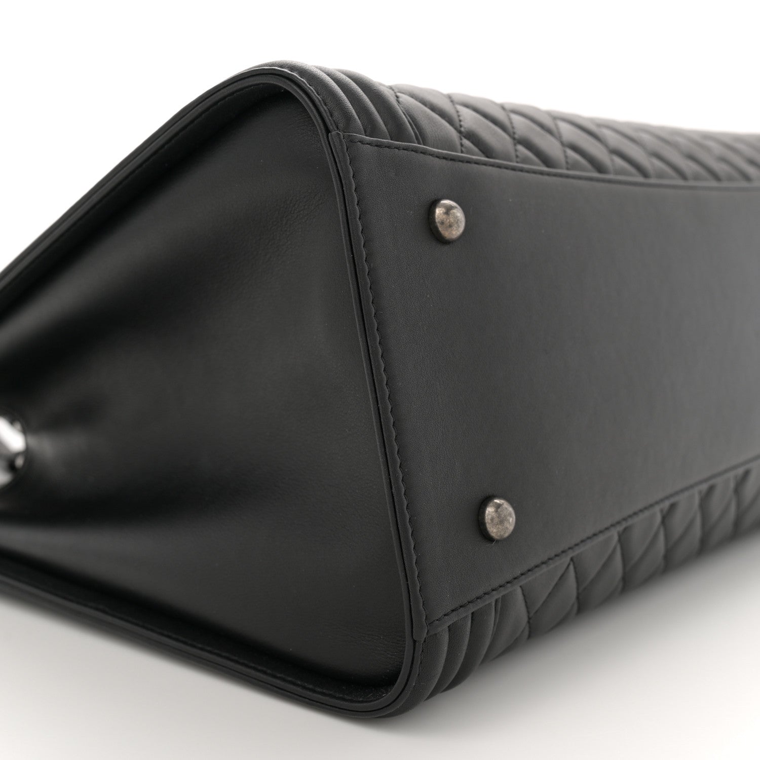 Calfskin Quilted Boy Shopping Tote Black