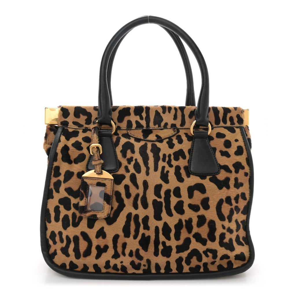 Calf Hair Leopard Print Tote Sabbia Moro