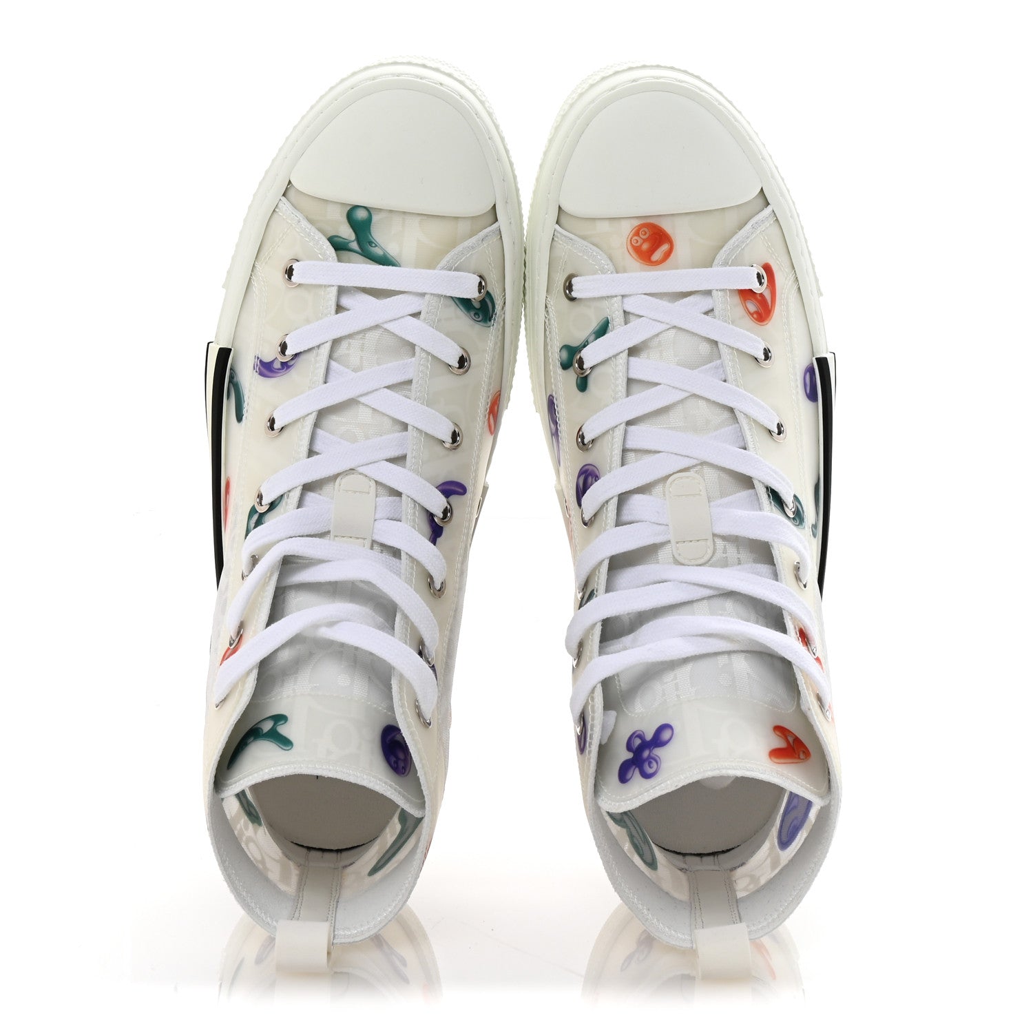 X KENNY SCHARF Technical Canvas Oblique Patch Mens B23 High Top Sneakers  42 White Blue