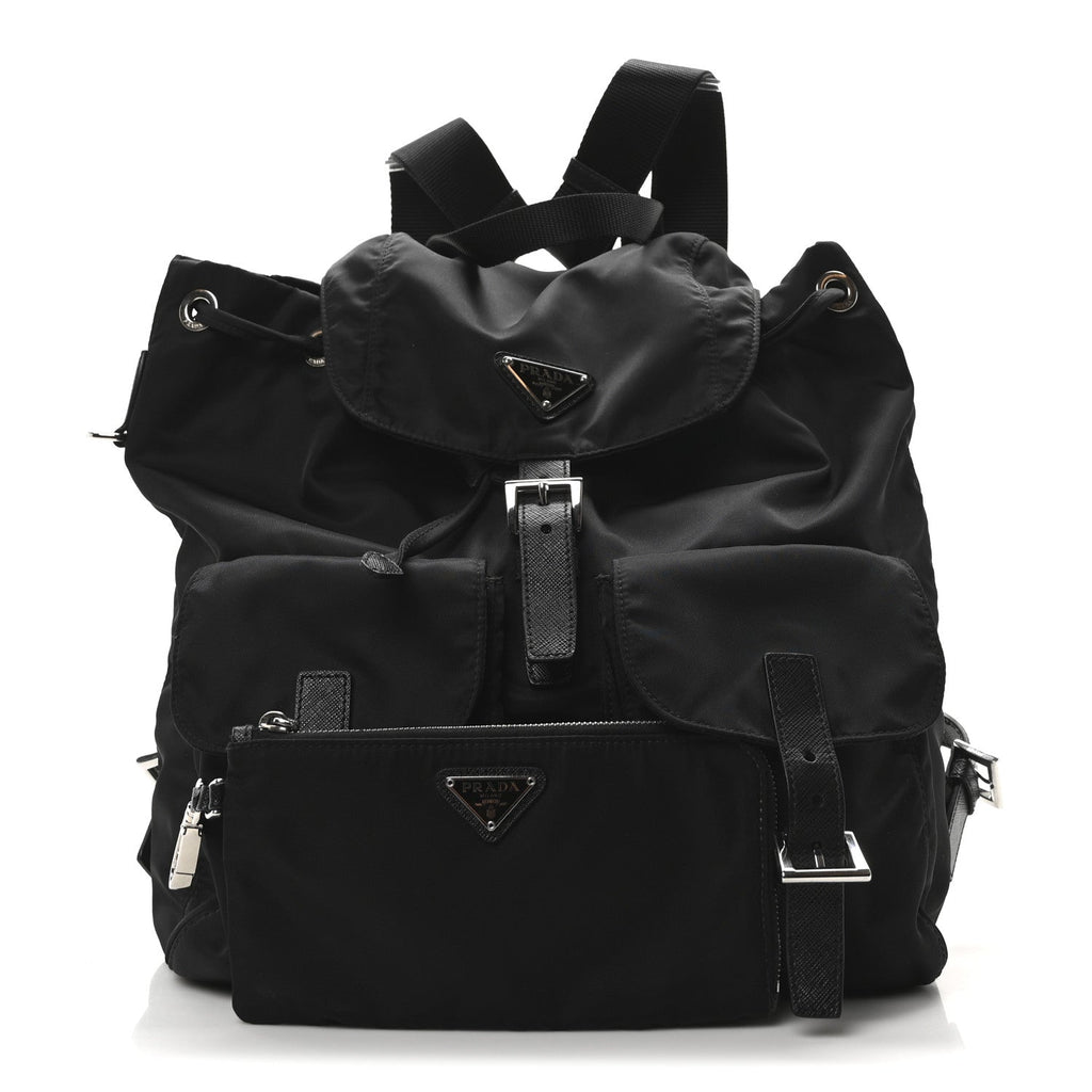 Re-Nylon Vela Saffiano Medium Backpack Black