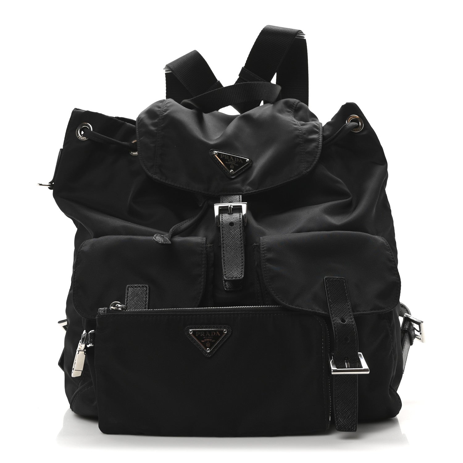 Re-Nylon Vela Saffiano Medium Backpack Black