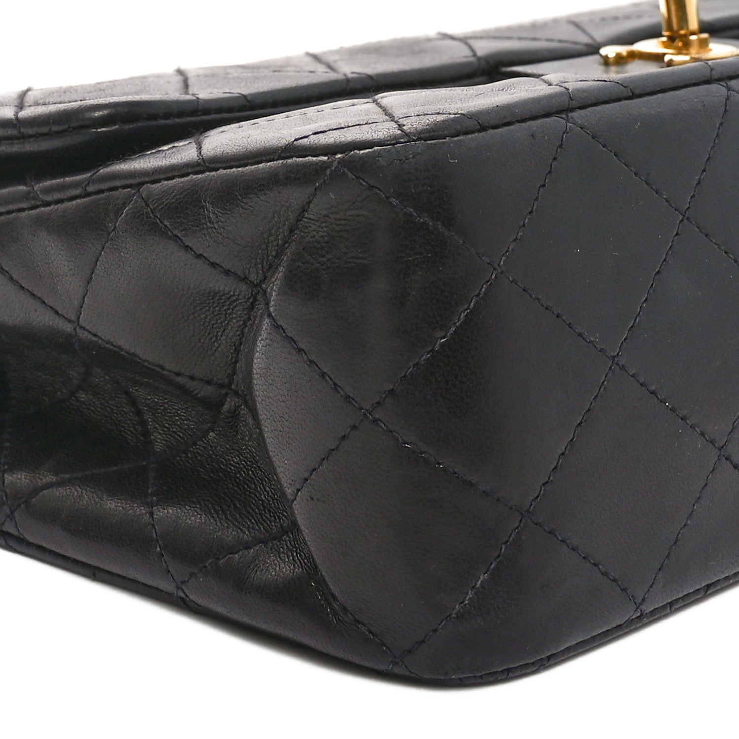 Lambskin Quilted Medium Double Flap Black