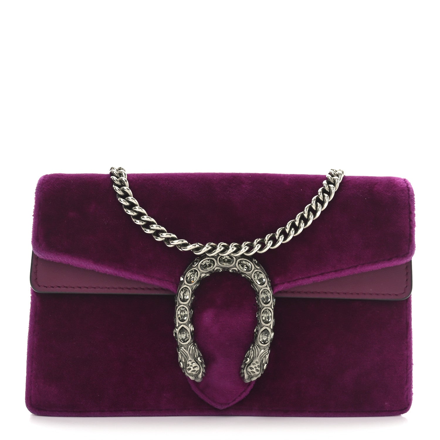 Velvet Super Mini Dionysus Shoulder Bag Fuchsia Violet Cyclamen