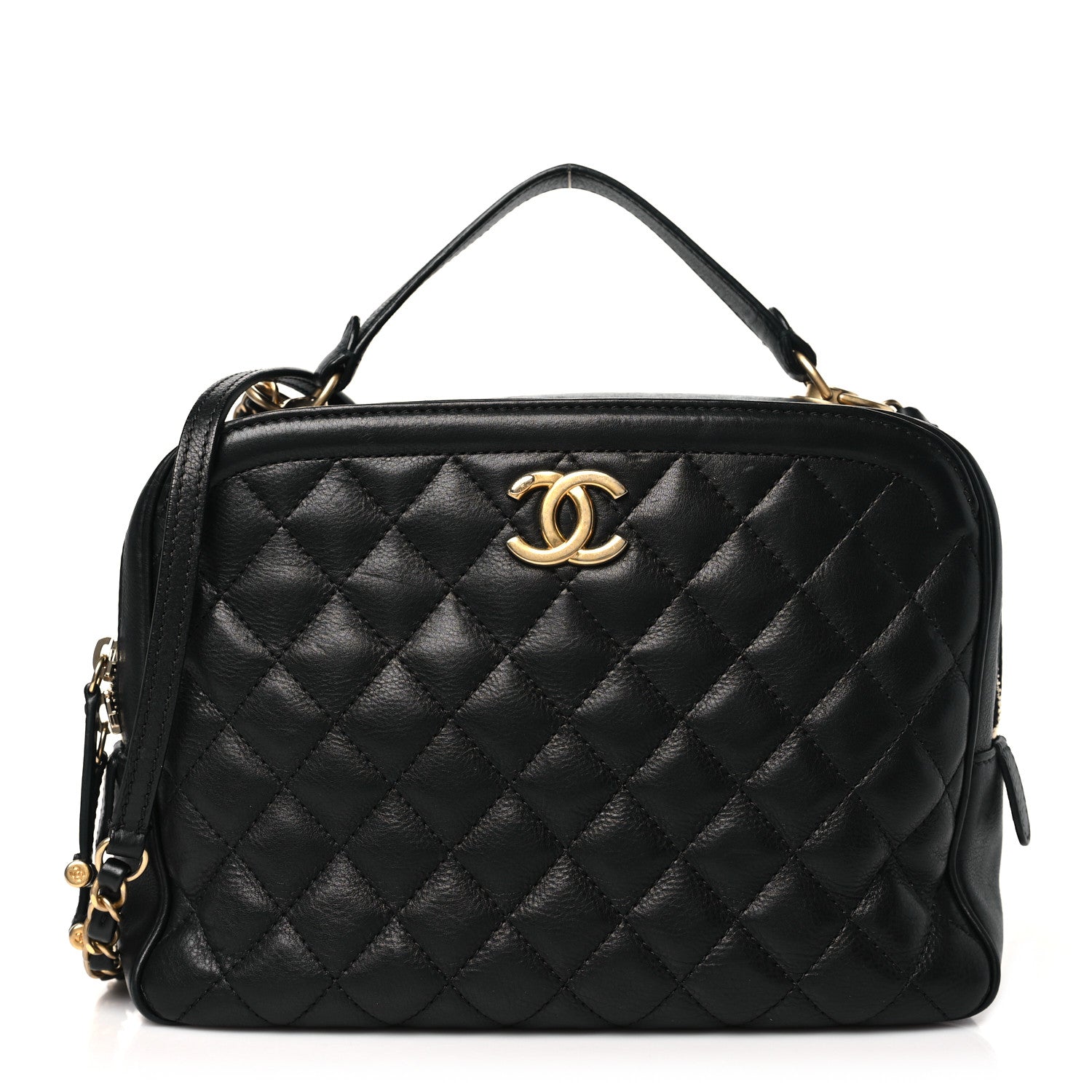 Calfskin Quilted CC Medium Vanity Case Black