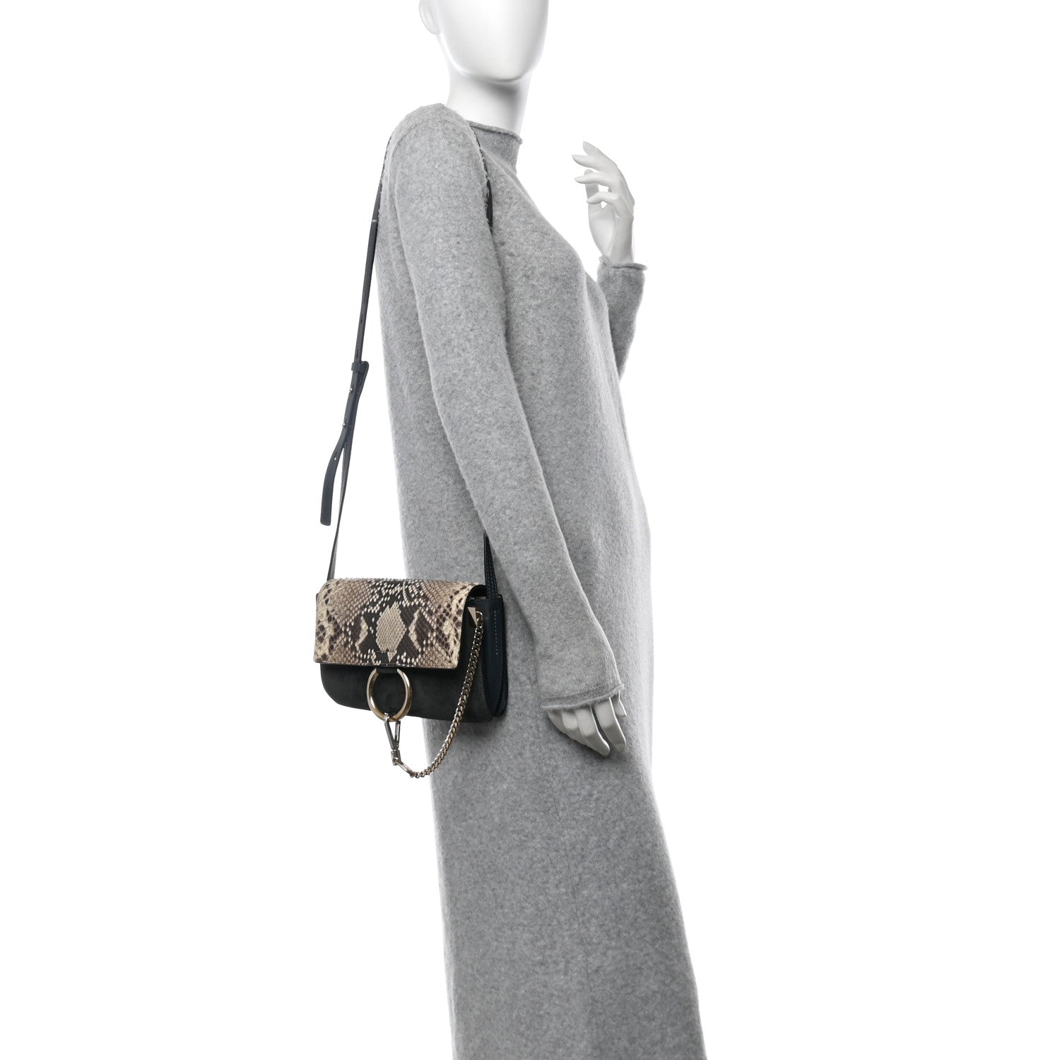 Snakeskin Calfskin Small Faye Shoulder Bag Blue