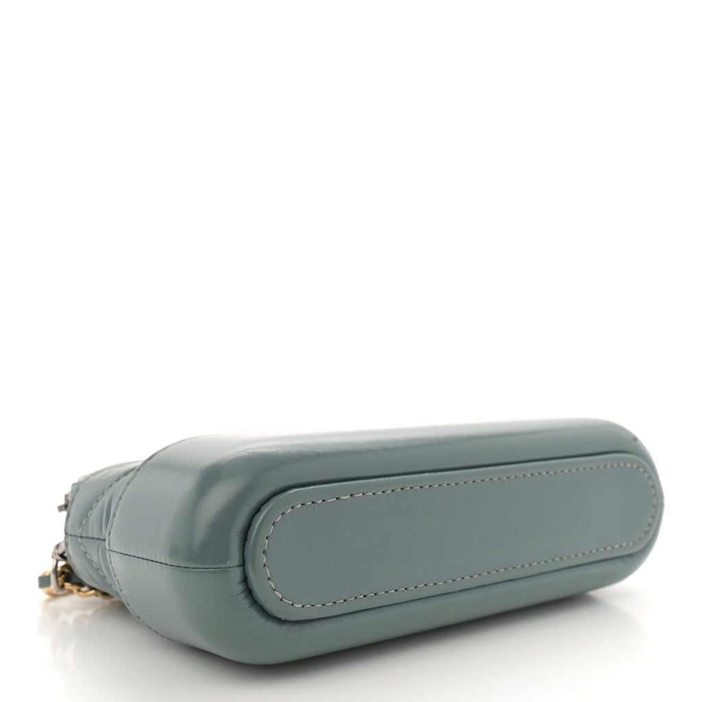 Aged Calfskin Quilted Small Gabrielle Clutch With Chain Light Blue
