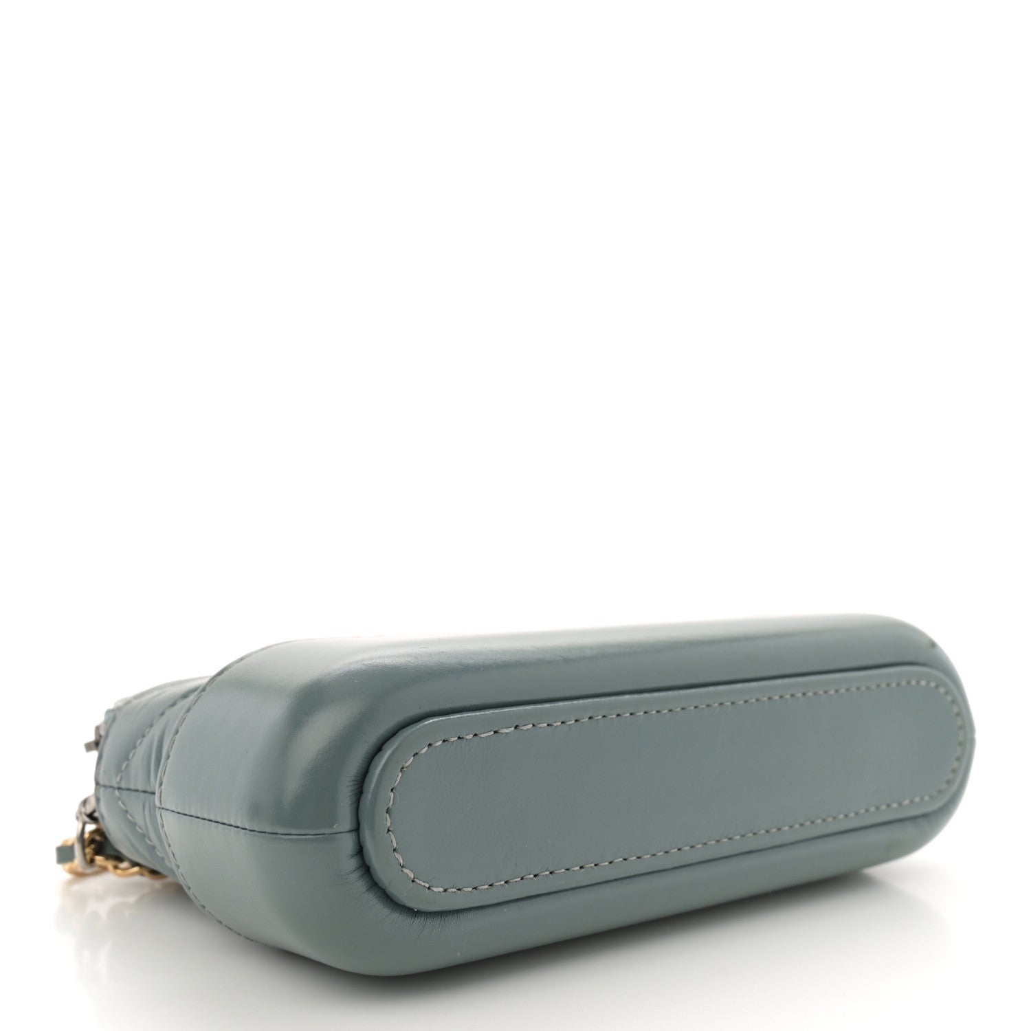 Aged Calfskin Quilted Small Gabrielle Clutch With Chain Light Blue
