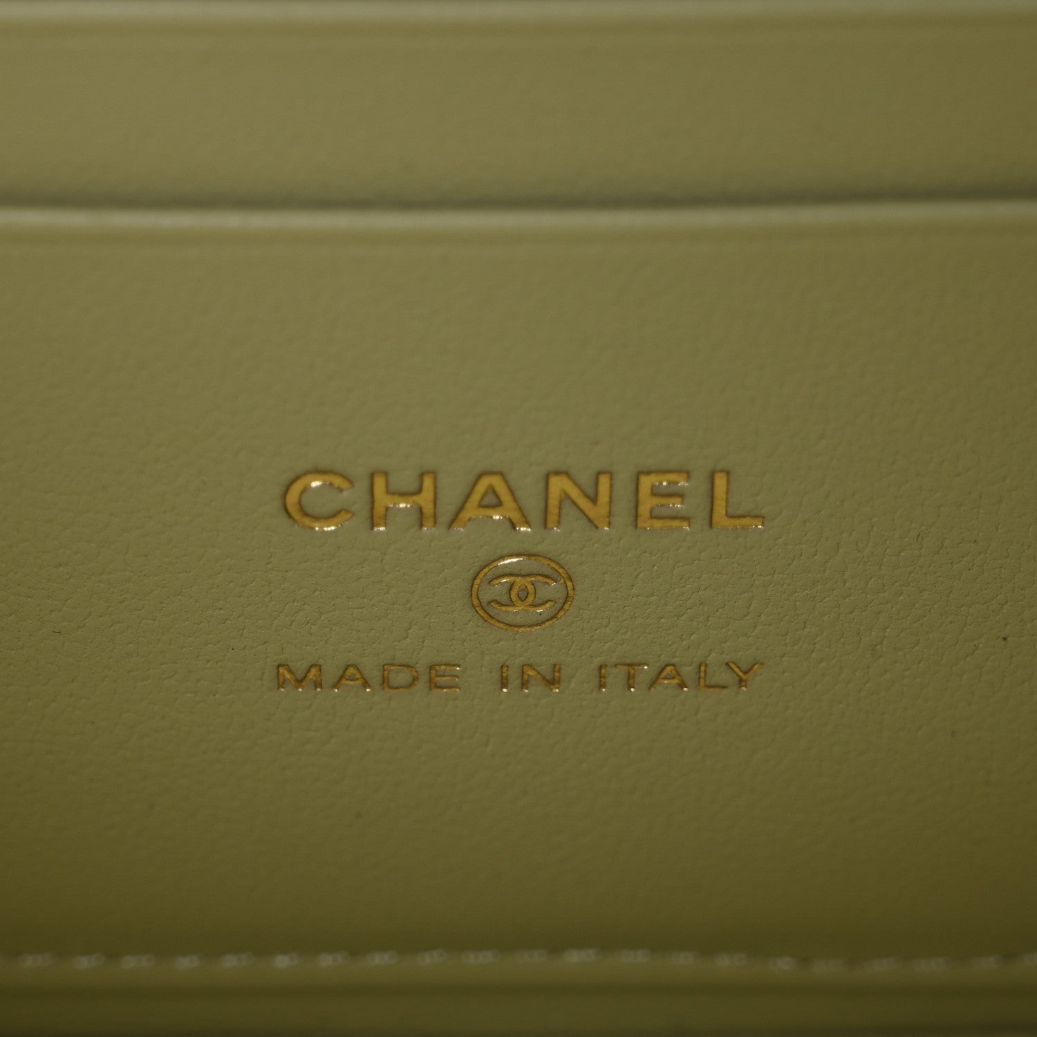 Lambskin Quilted Small Top Handle Vanity Case With Chain Light Green