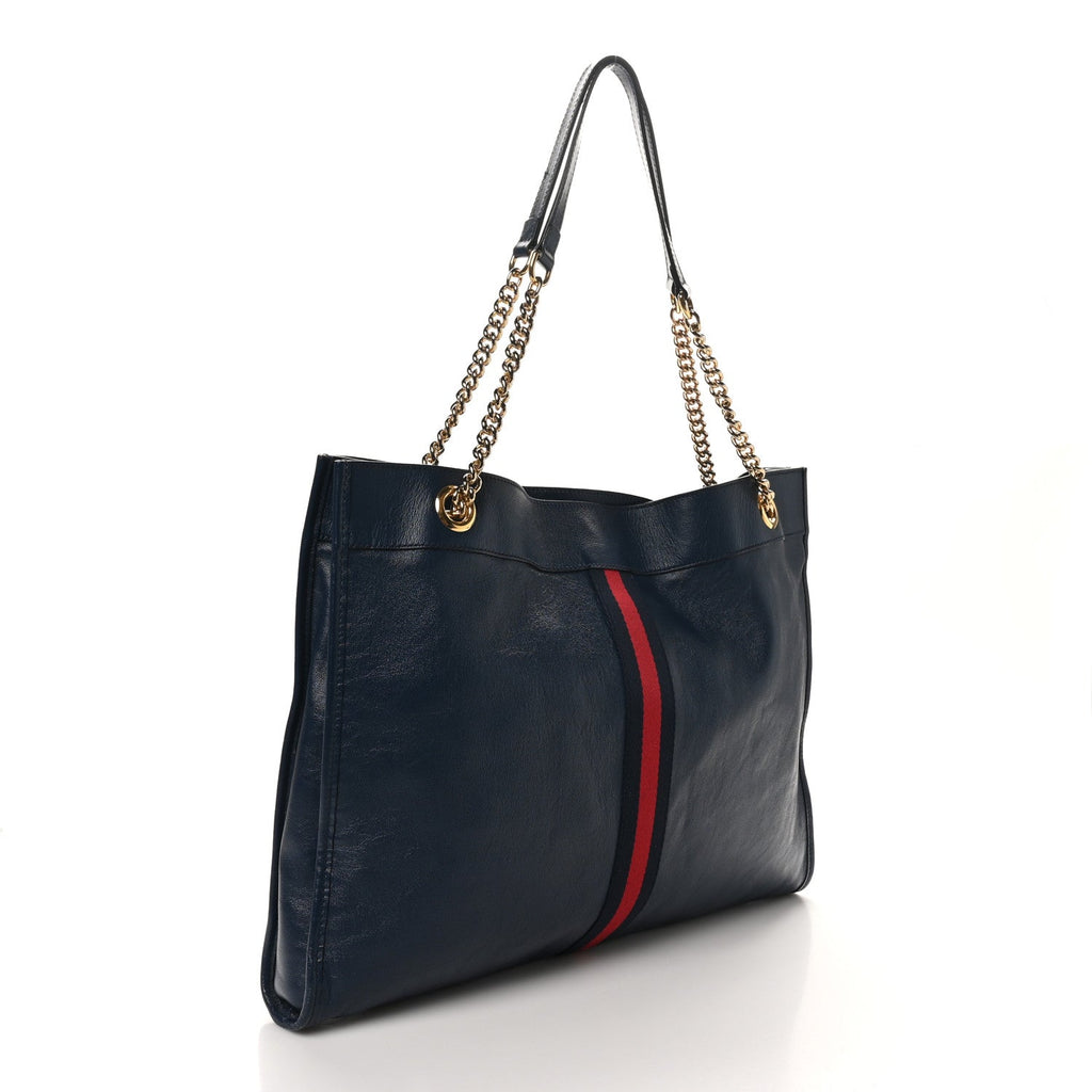 Calfskin Web Large Rajah Chain Tote Blue