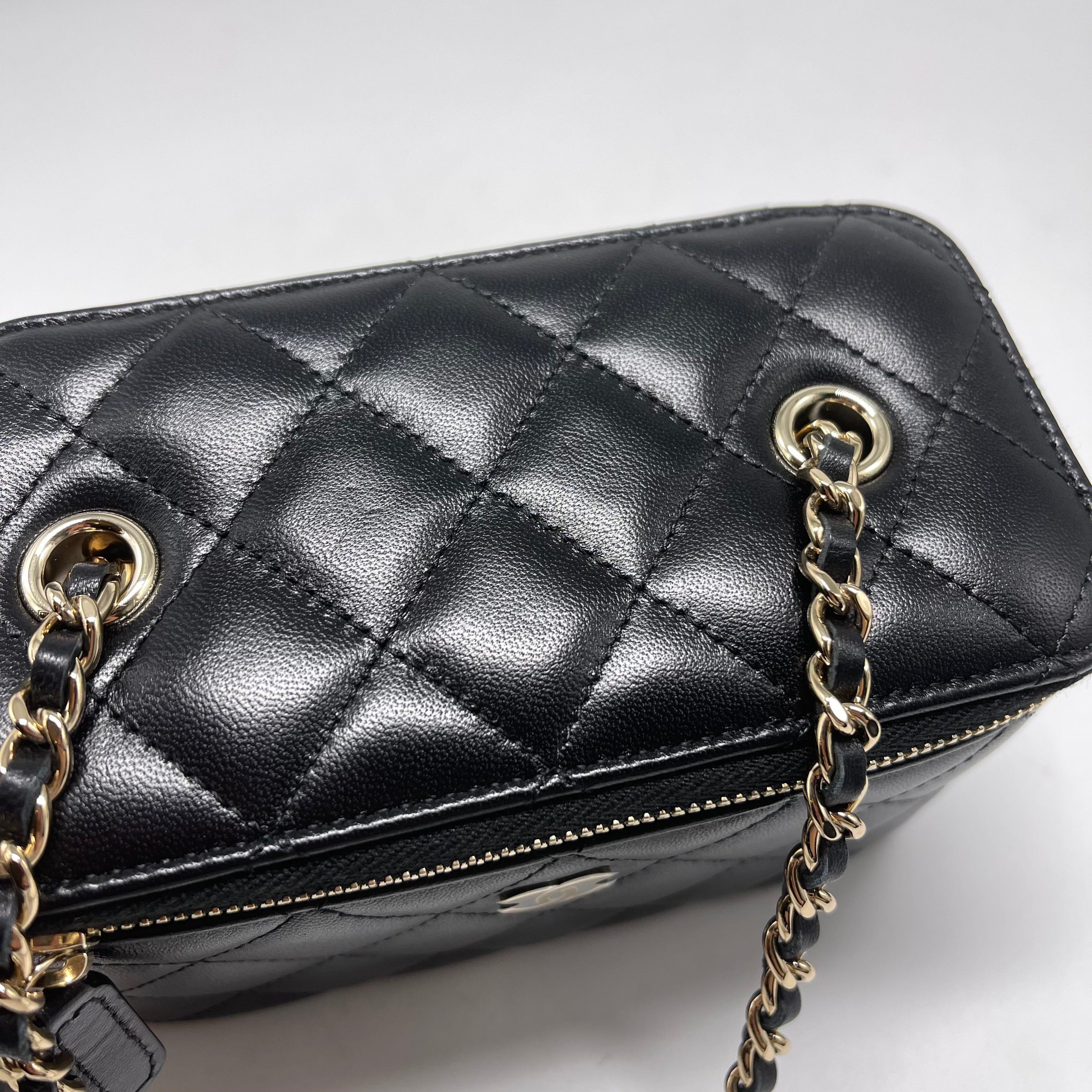 Chanel Long Vanity With Chain Lambskin Black L