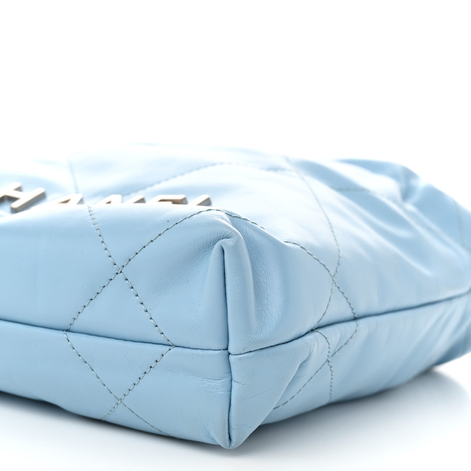 Shiny Calfskin Quilted Mini Chanel 22 Light Blue