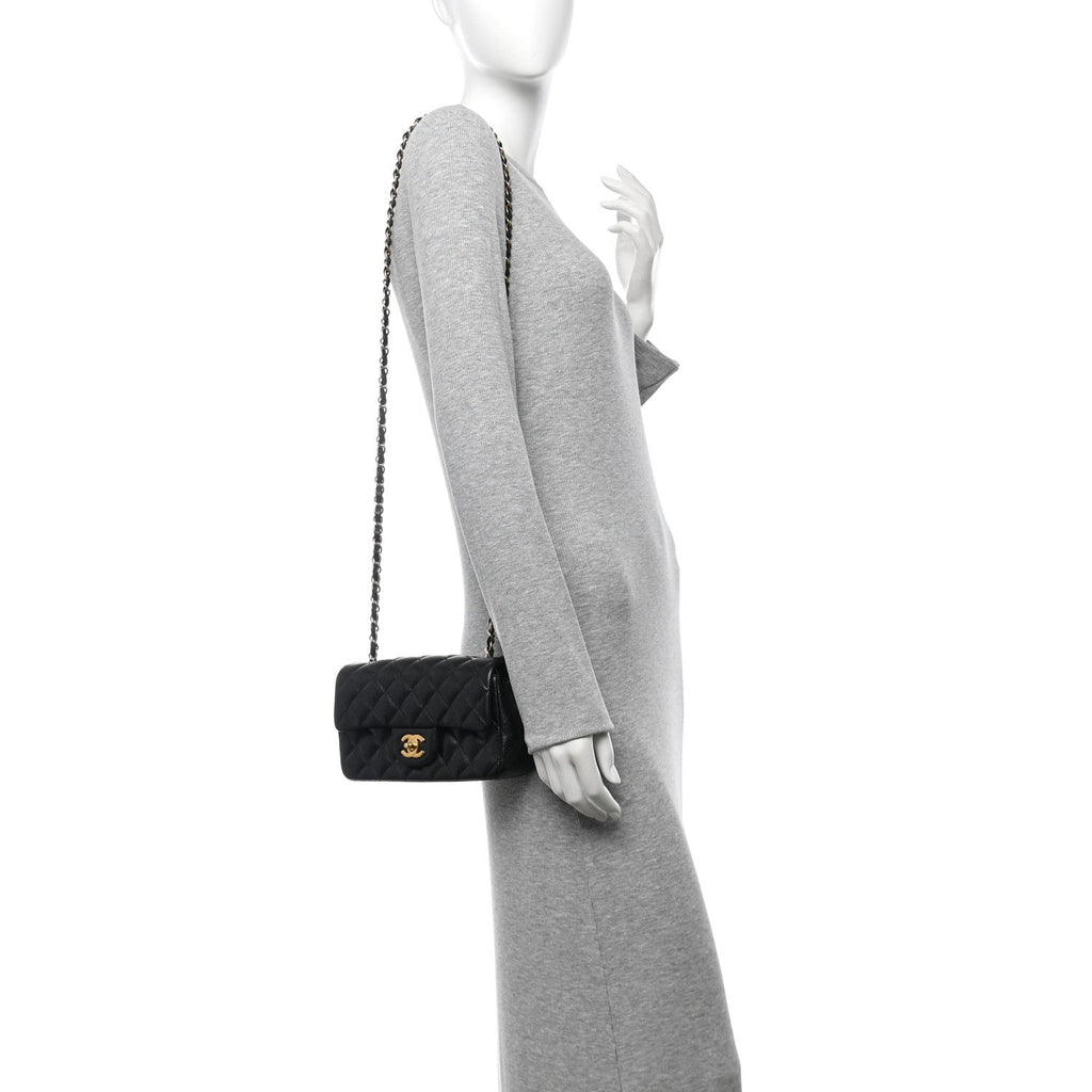 Caviar Quilted Mini Rectangular Flap Black