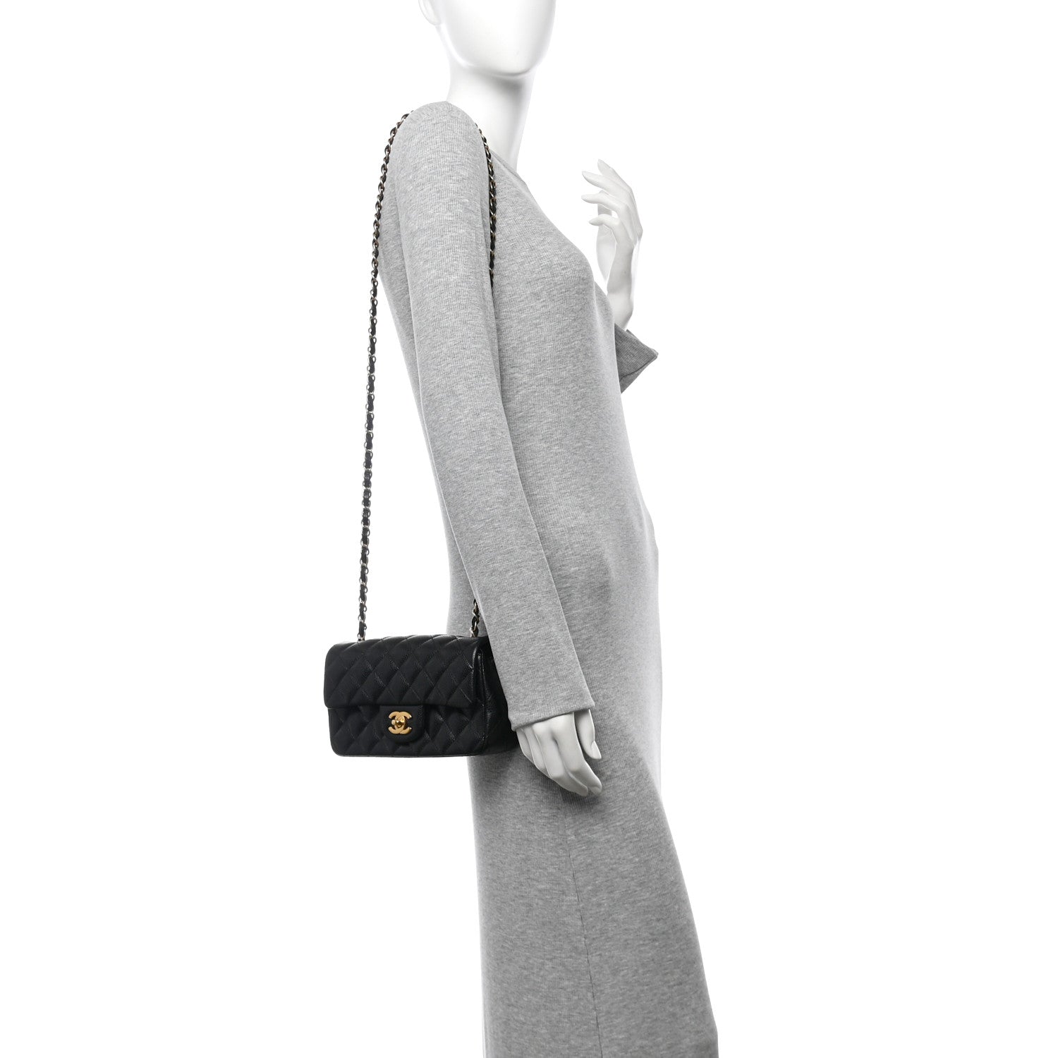 Caviar Quilted Mini Rectangular Flap Black