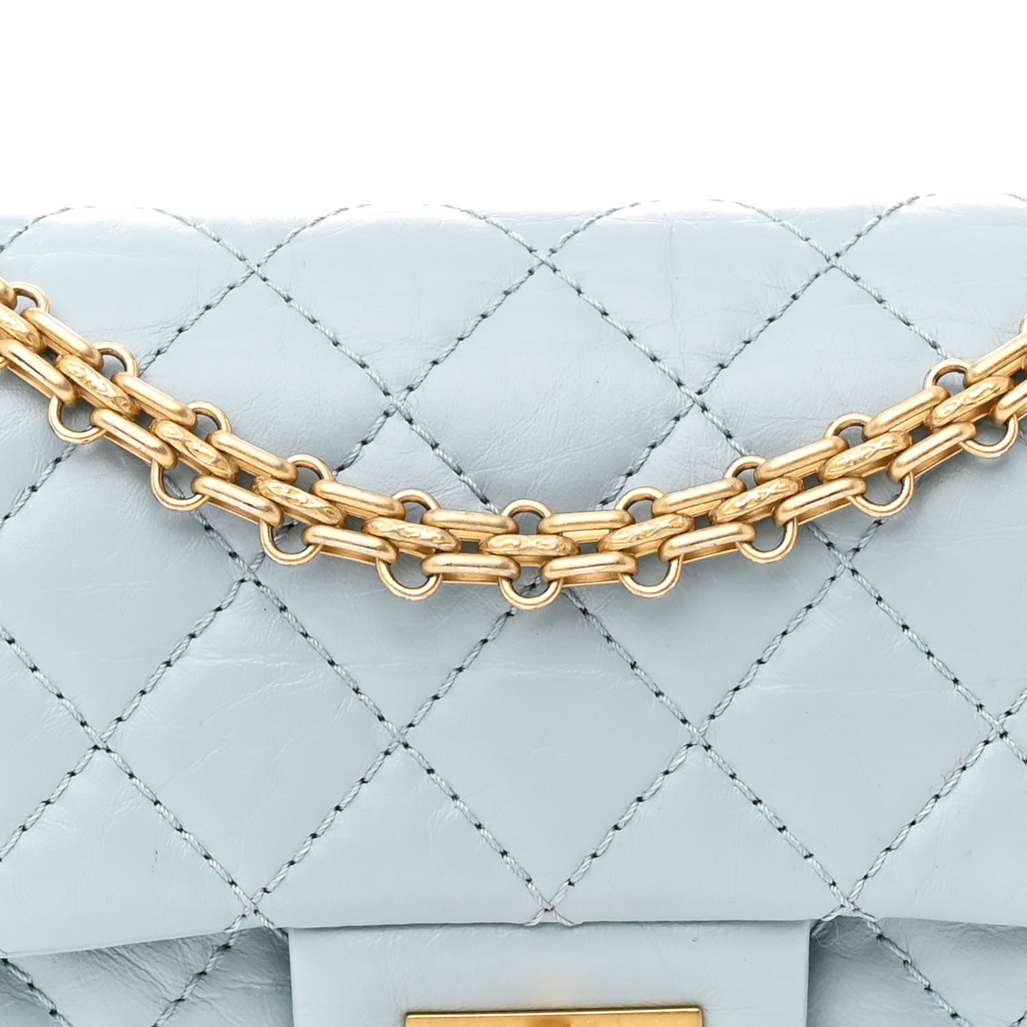 Aged Calfskin Quilted 2.55 Reissue Mini Flap Light Blue