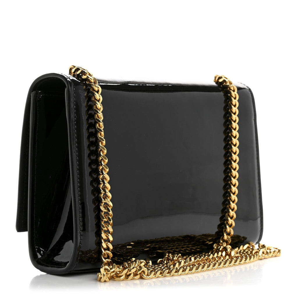 Patent Small Classic Monogram Kate Tassel Satchel Black