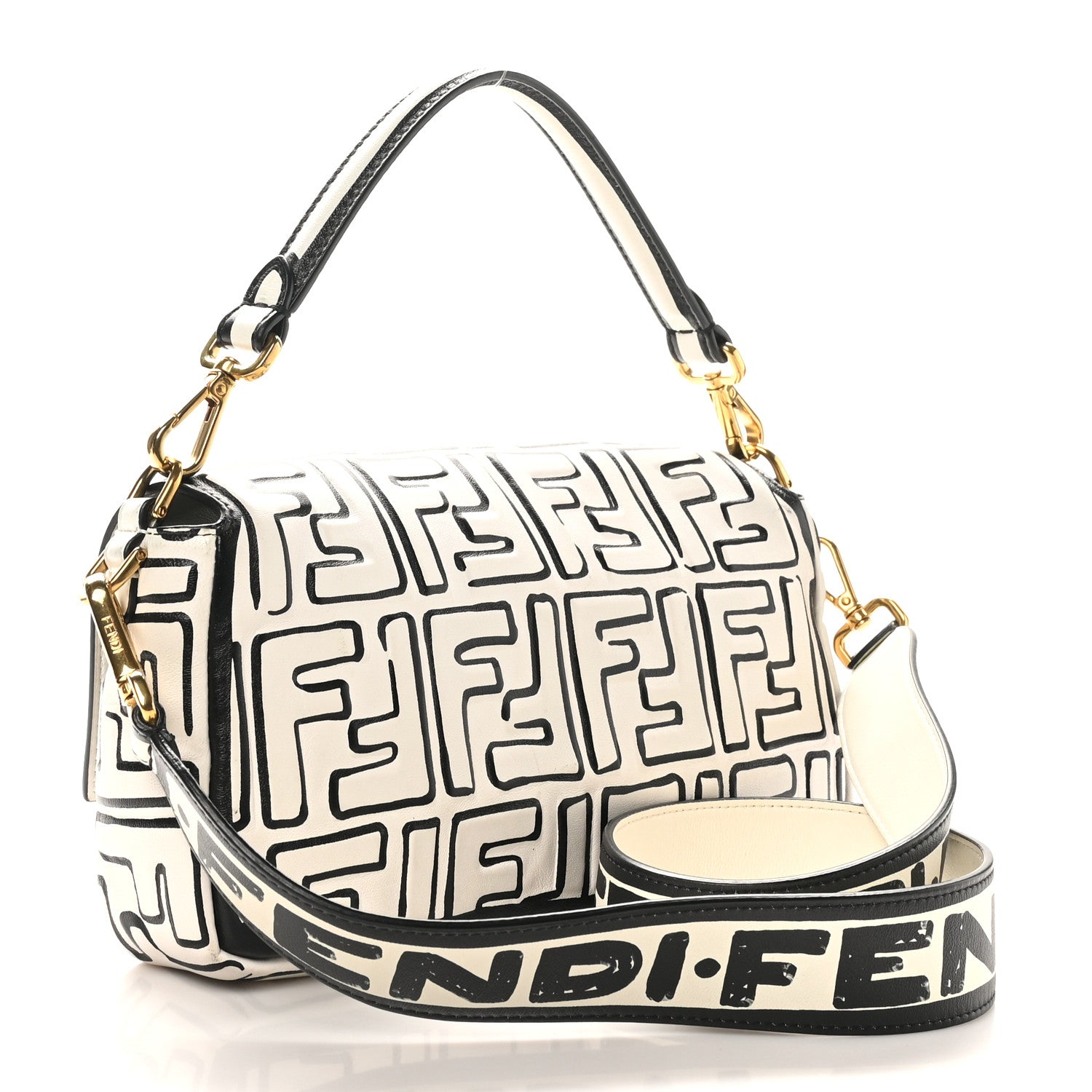 X JOSHUA VIDES Nappa FF Embossed Baguette White Black