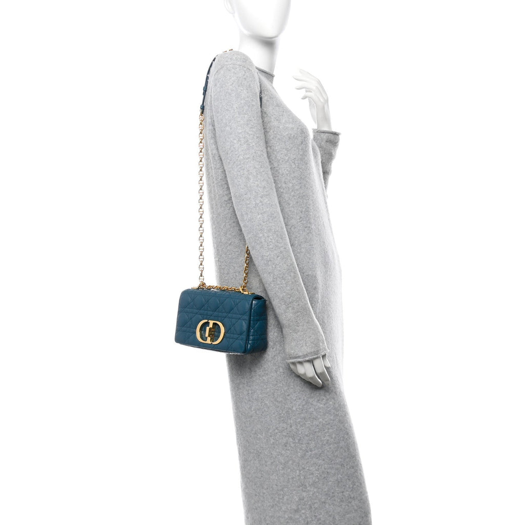 Lambskin Cannage Small Caro Bag Deep Ocean