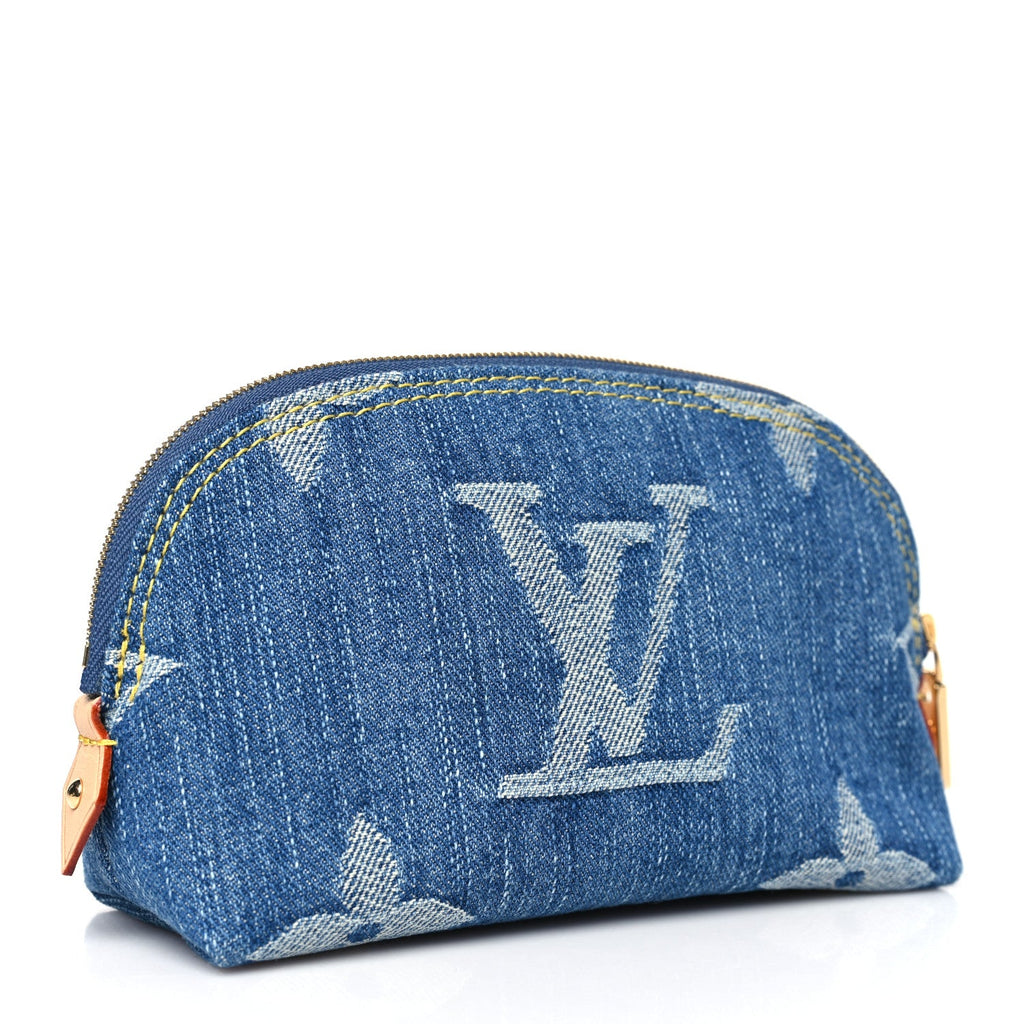 Denim Giant Monogram Pochette Cosmetique PM Denim Blue