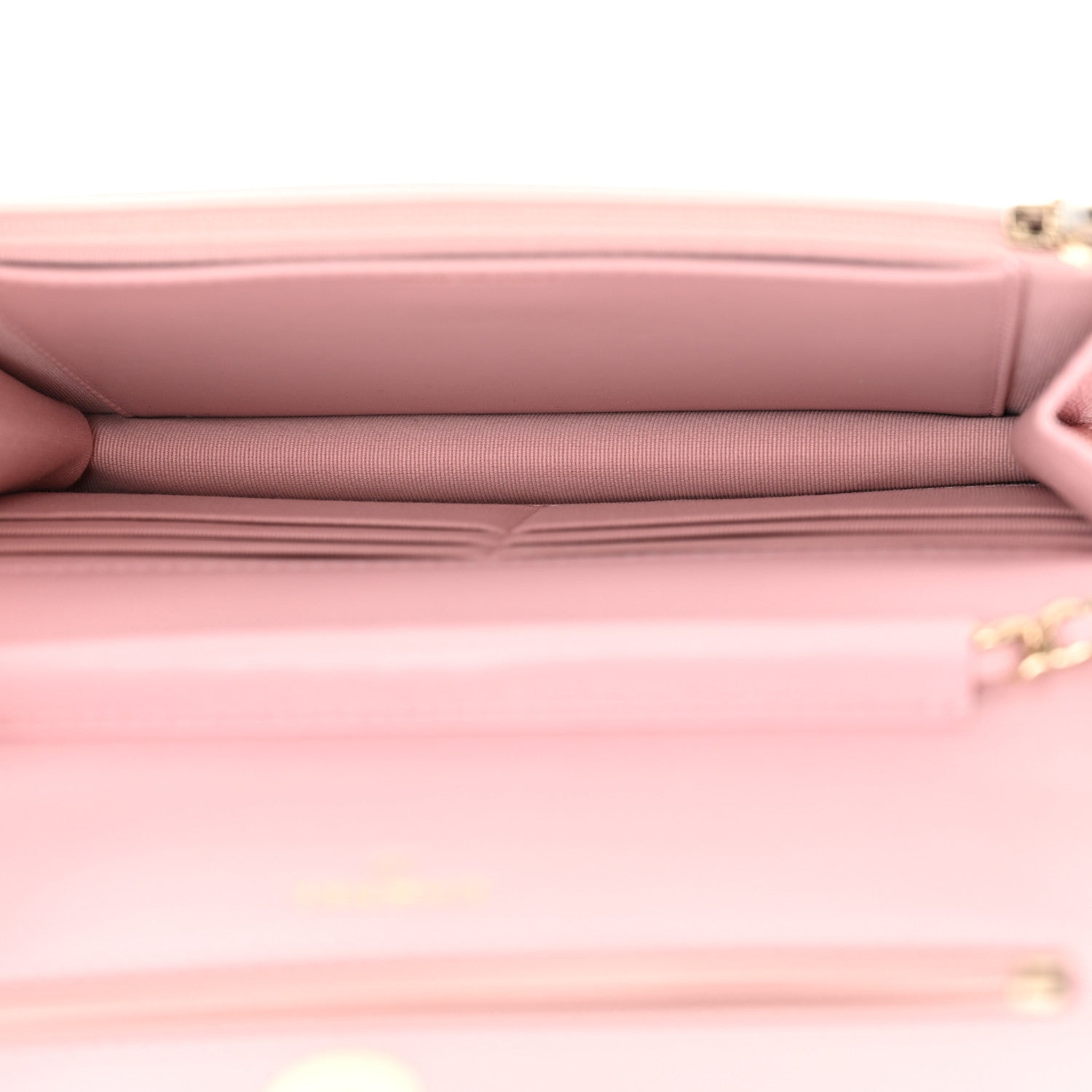 Caviar Quilted Studded CC Wallet on Chain WOC Light Pink