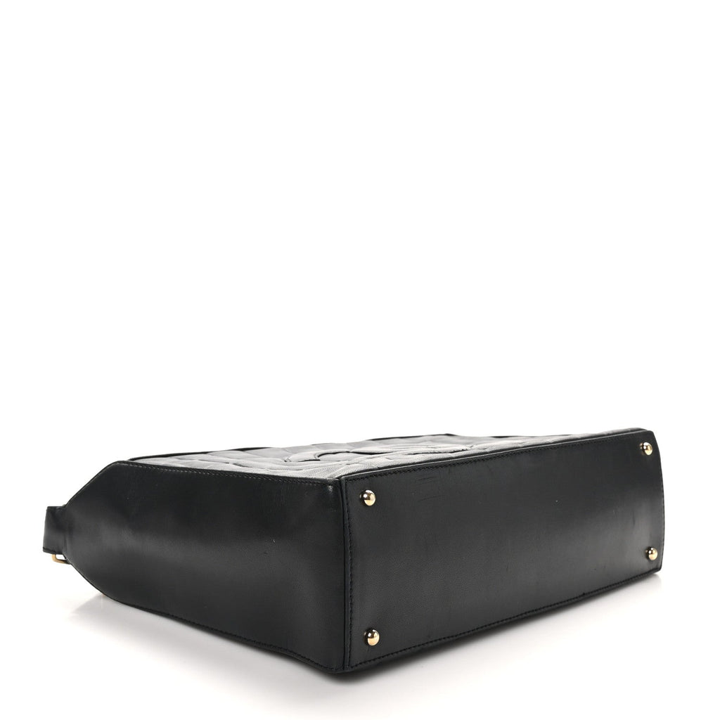 Lambskin Quilted Medium Chocolate Bar Shoulder Bag Black