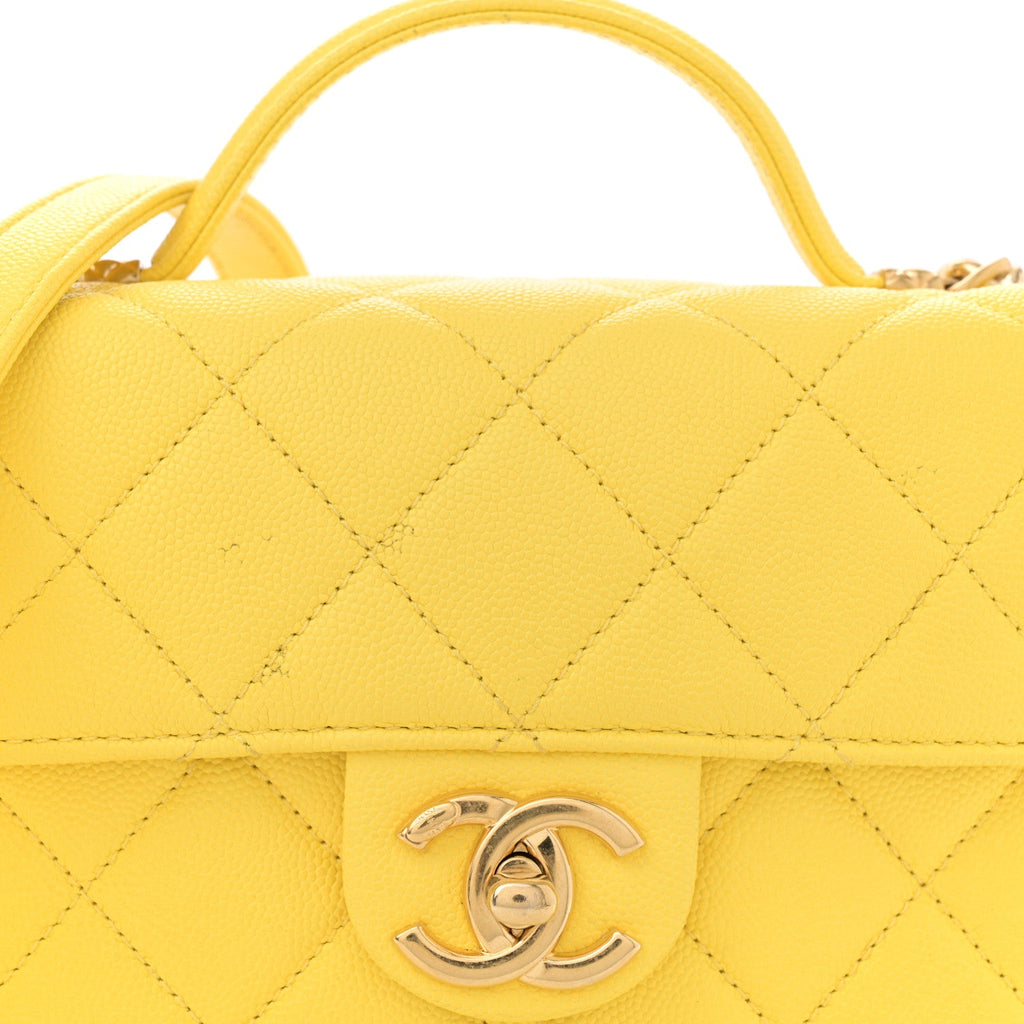 Caviar Quilted Handy Box Vanity Case Yellow