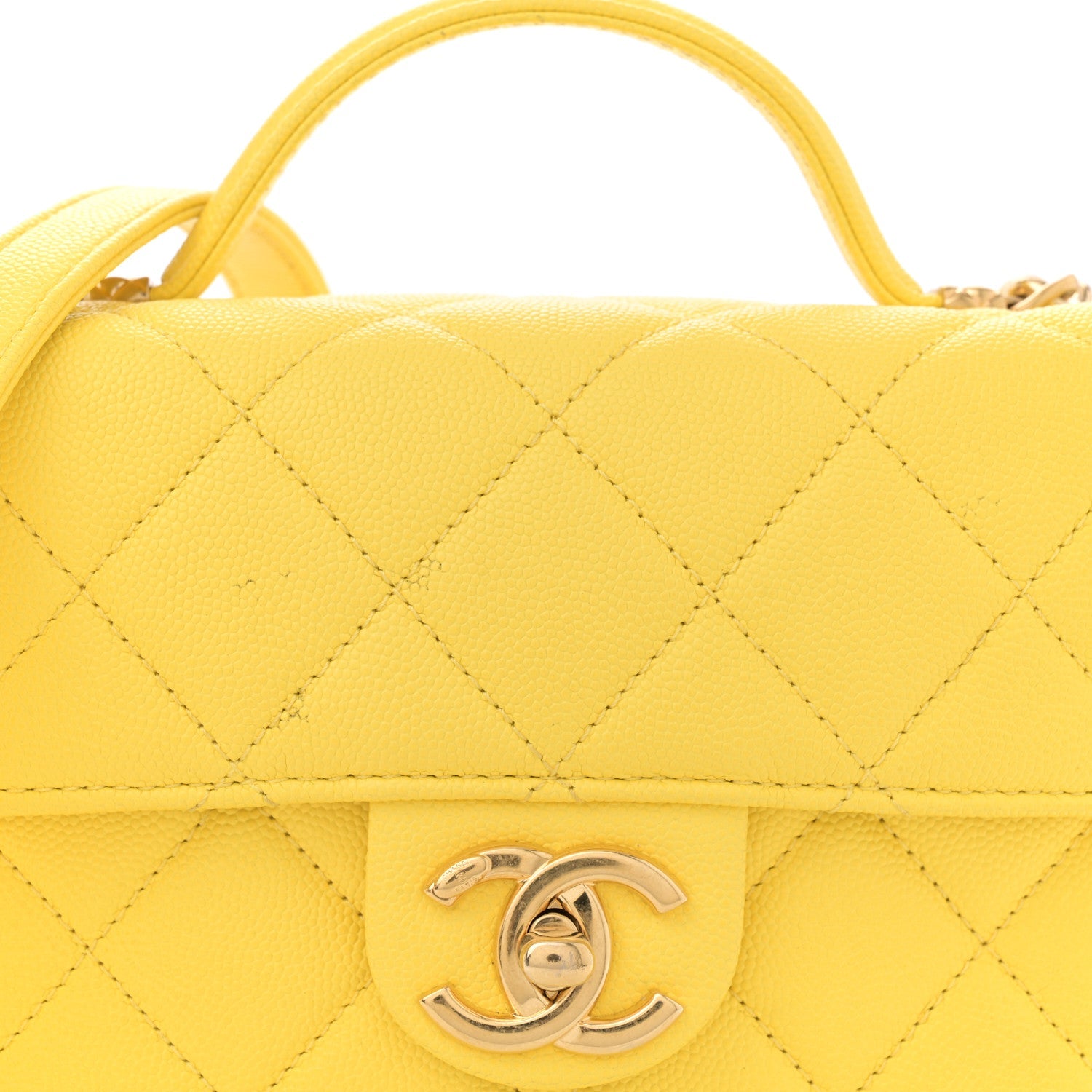 Caviar Quilted Handy Box Vanity Case Yellow