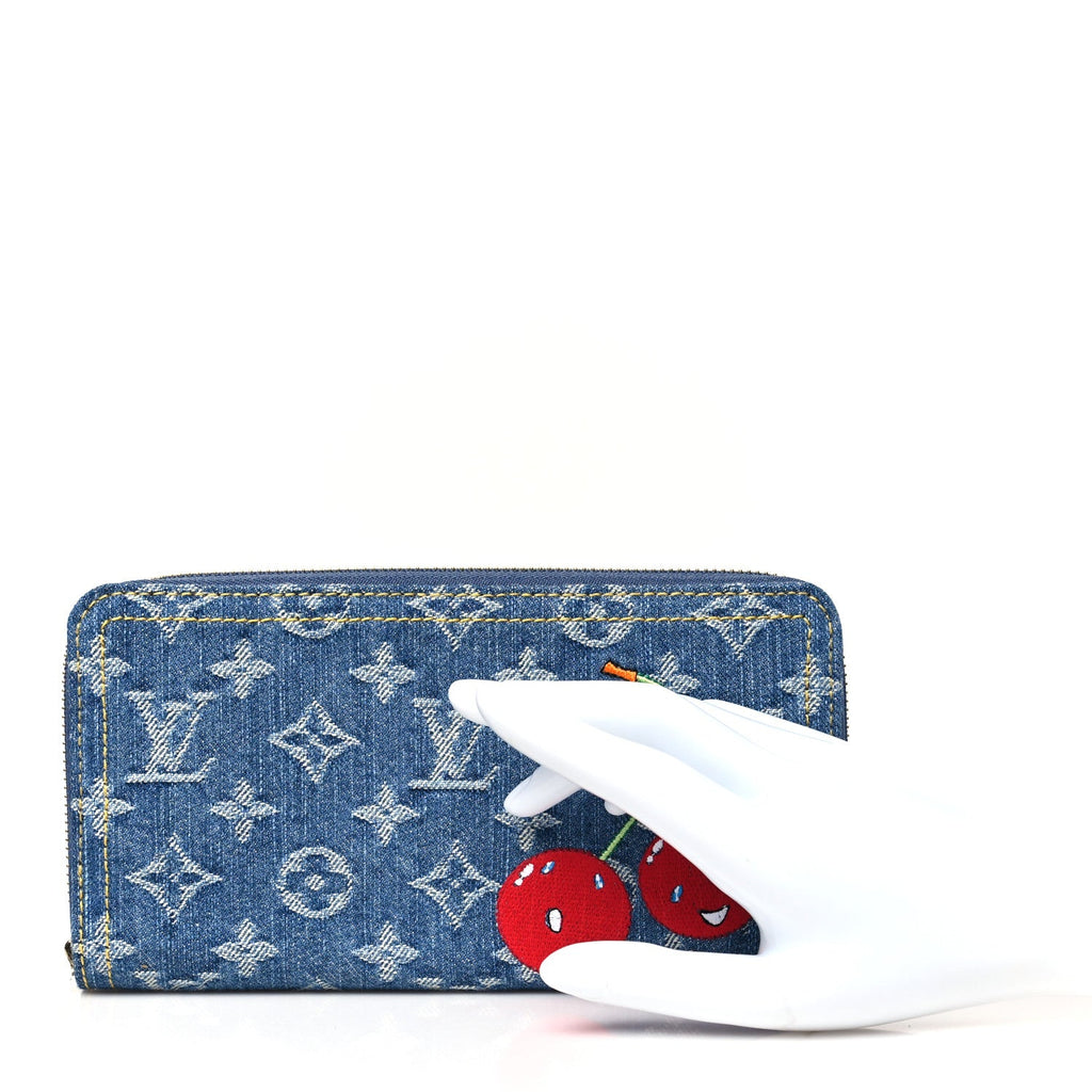 LV X TM Monogram Denim Cerises Zippy Wallet Blue