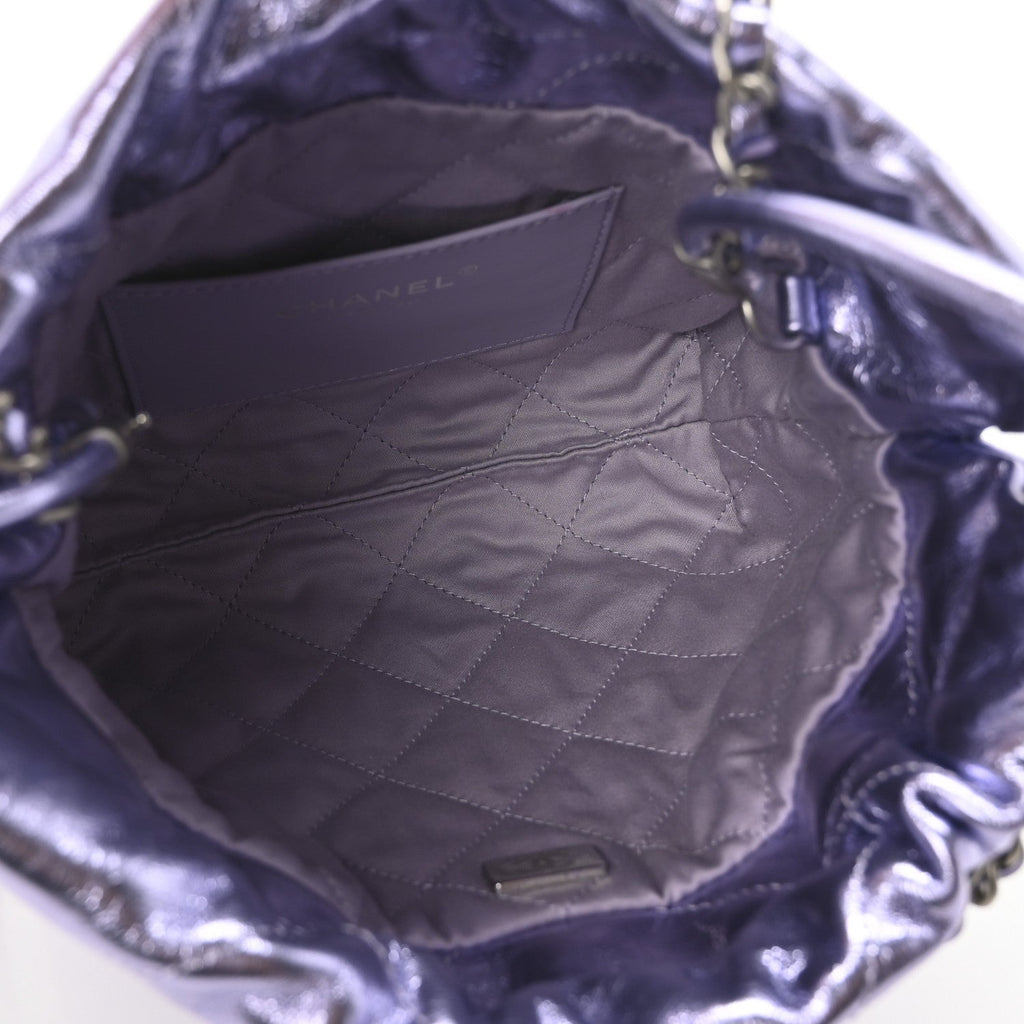 Metallic Calfskin Quilted Mini Chanel 22 Lilac