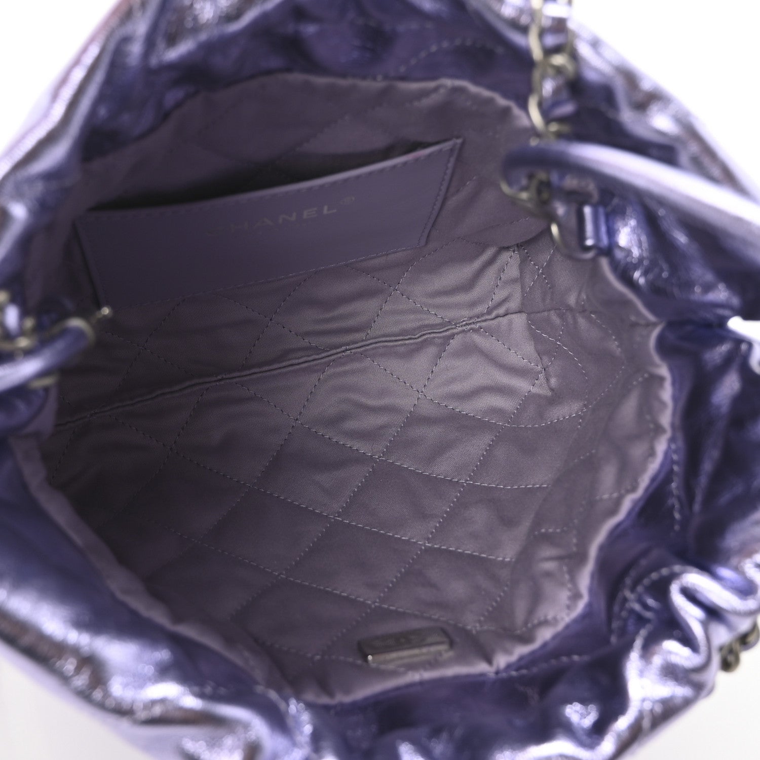 Metallic Calfskin Quilted Mini Chanel 22 Lilac