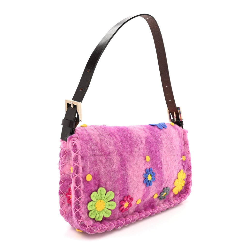 Felt Flower Applique Baguette Pink Multicolor