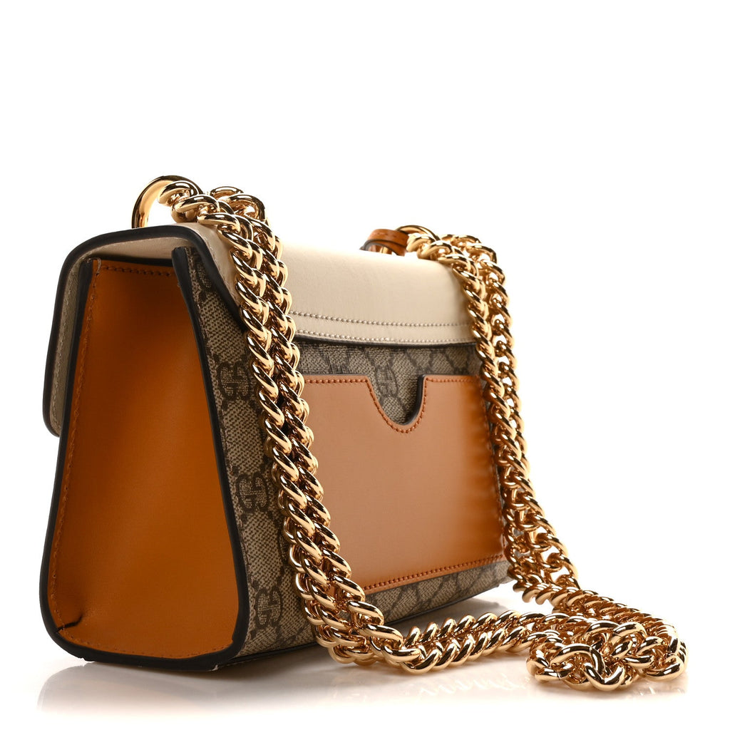 GG Supreme Monogram Calfskin Small Padlock Shoulder Bag Beige Mystic White Sun Oil