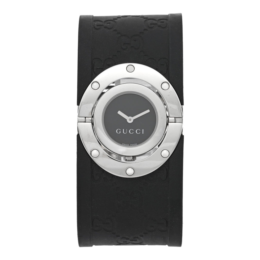 Stainless Steel Rubber 23mm Twirl Quartz Watch Black