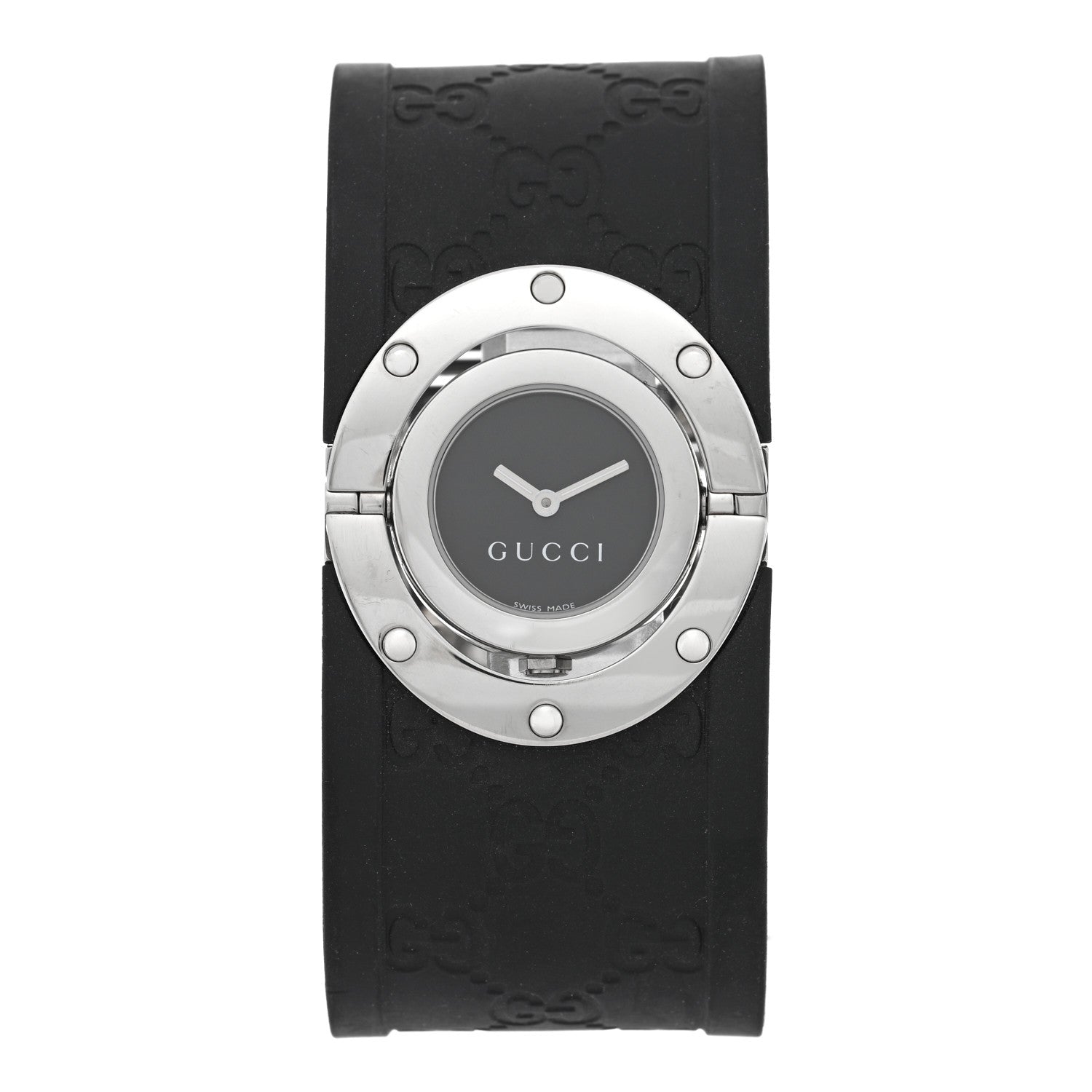 Stainless Steel Rubber 23mm Twirl Quartz Watch Black
