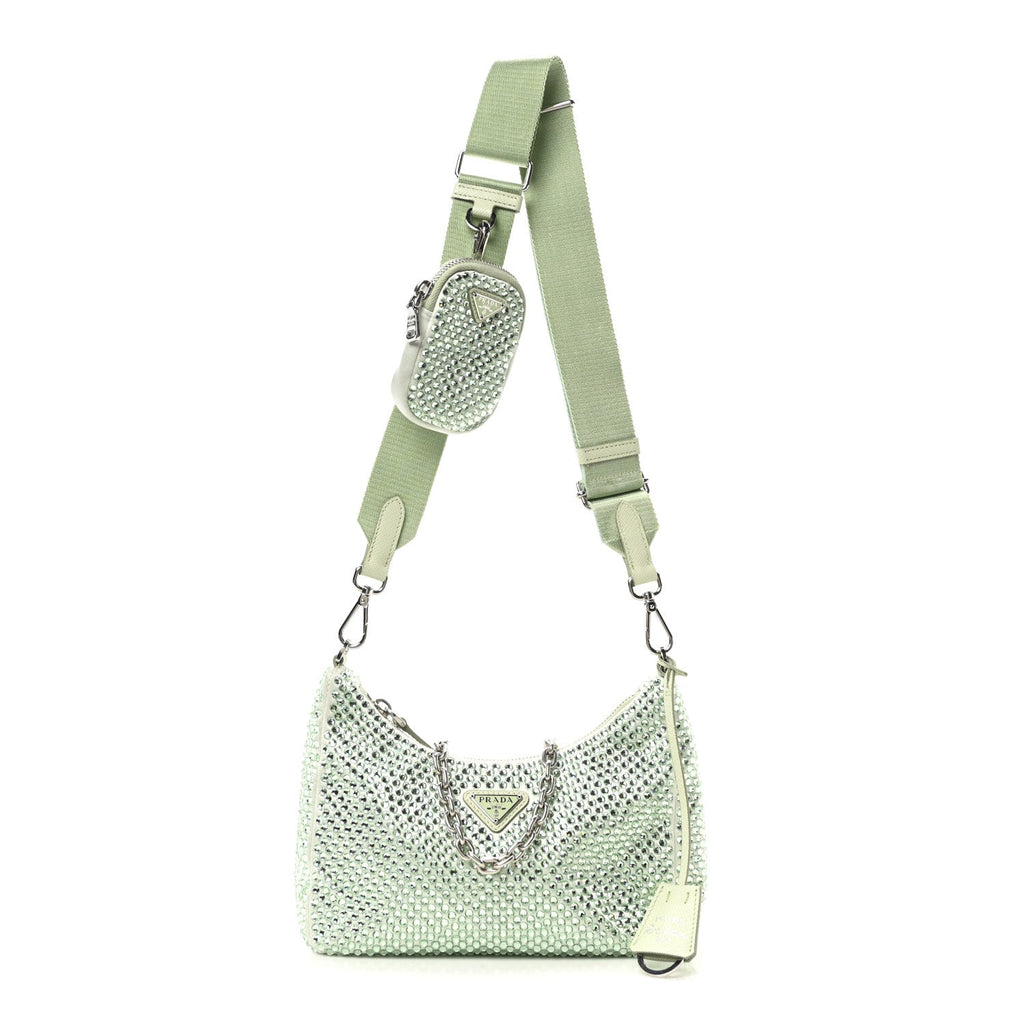 Satin Crystal Re-Edition 2005 Shoulder Bag Acqua